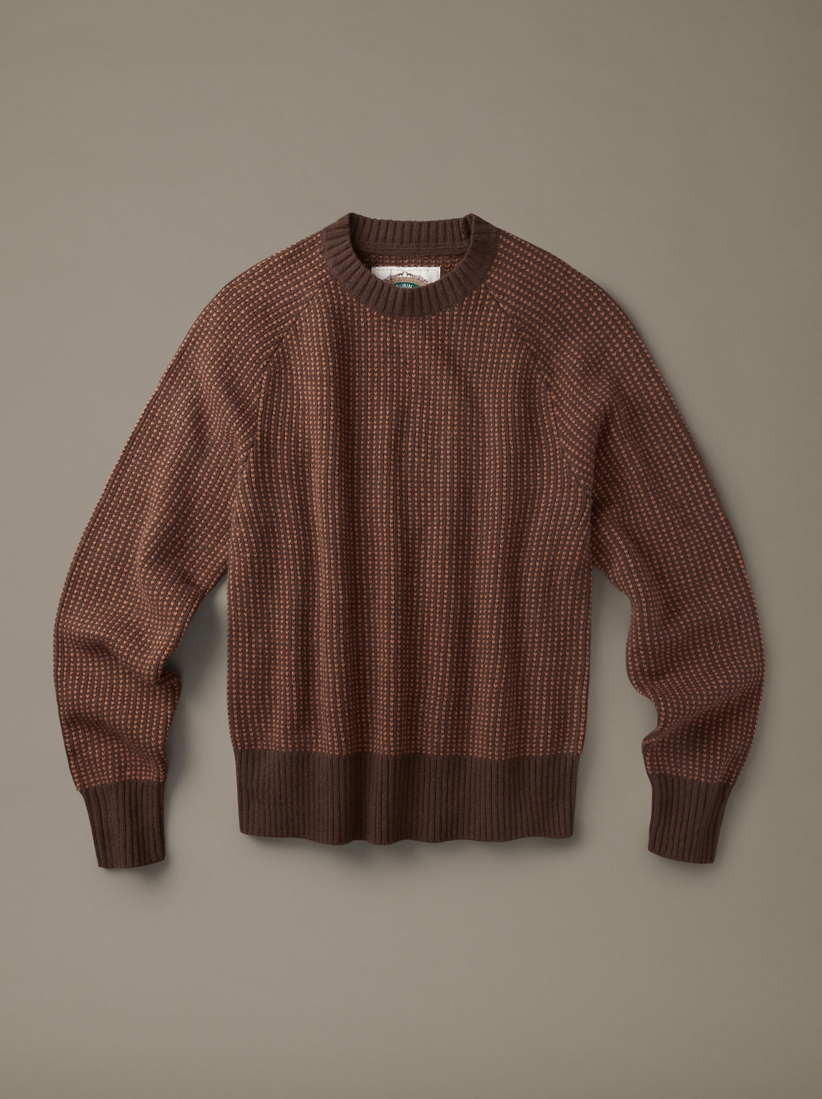 Aubin Chocolate Mix Ben Cobb Textured Crew Neck Jumper | Crew Neck