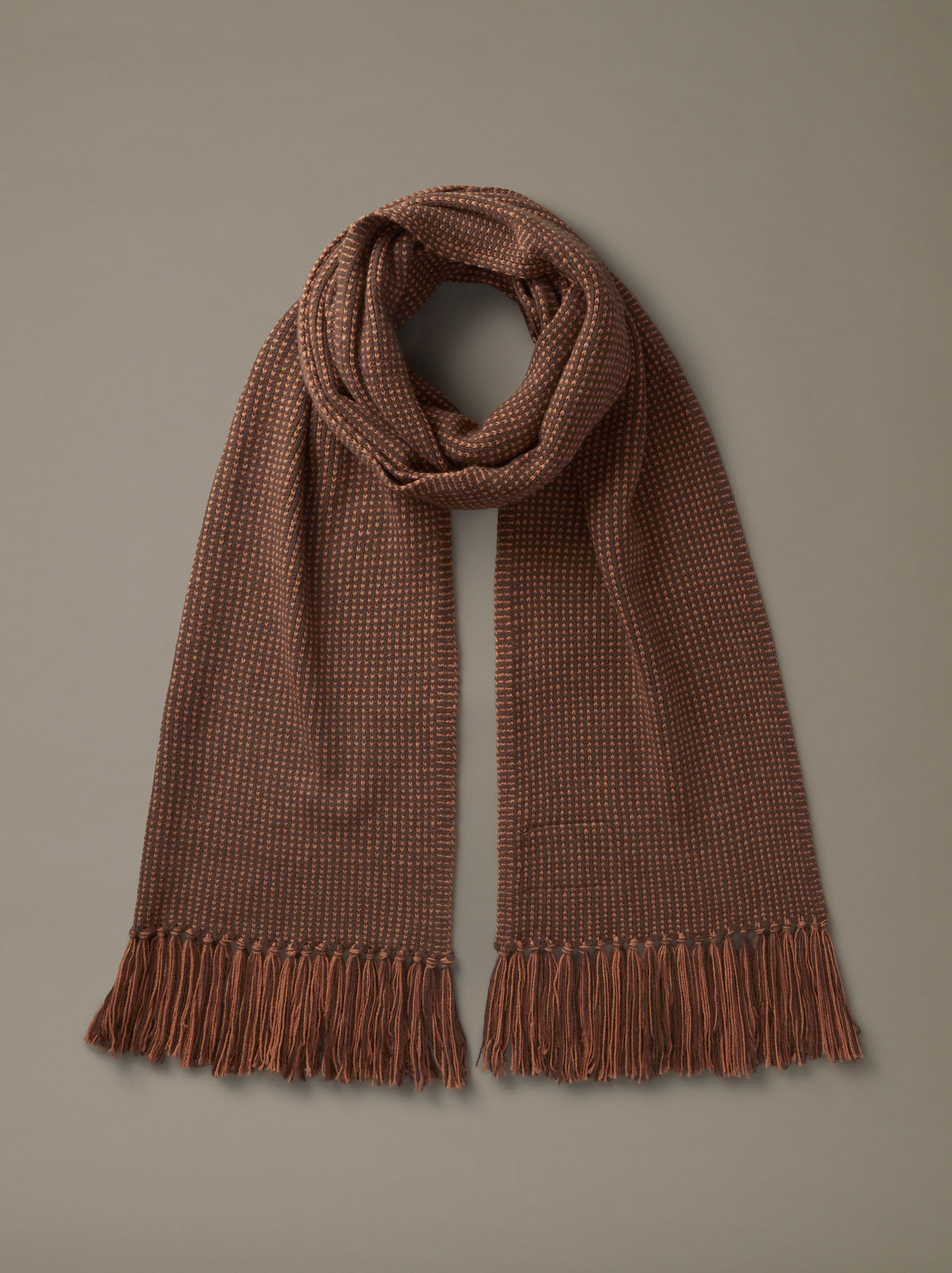 Aubin Chocolate Mix Ben Cobb Long Textured Scarf | Scarf