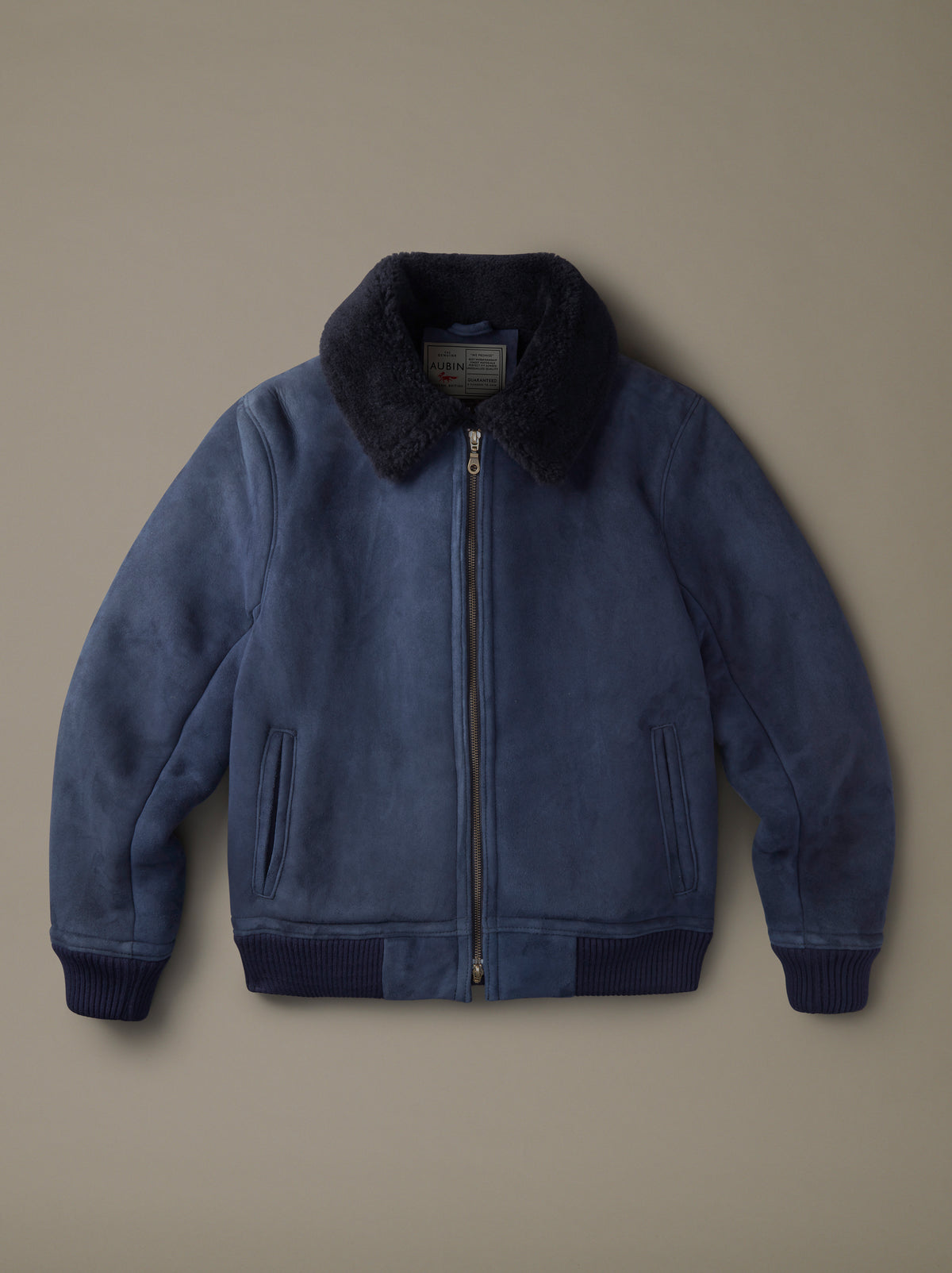 Aubin Navy Sheepskin Bomber Jacket | Jacket