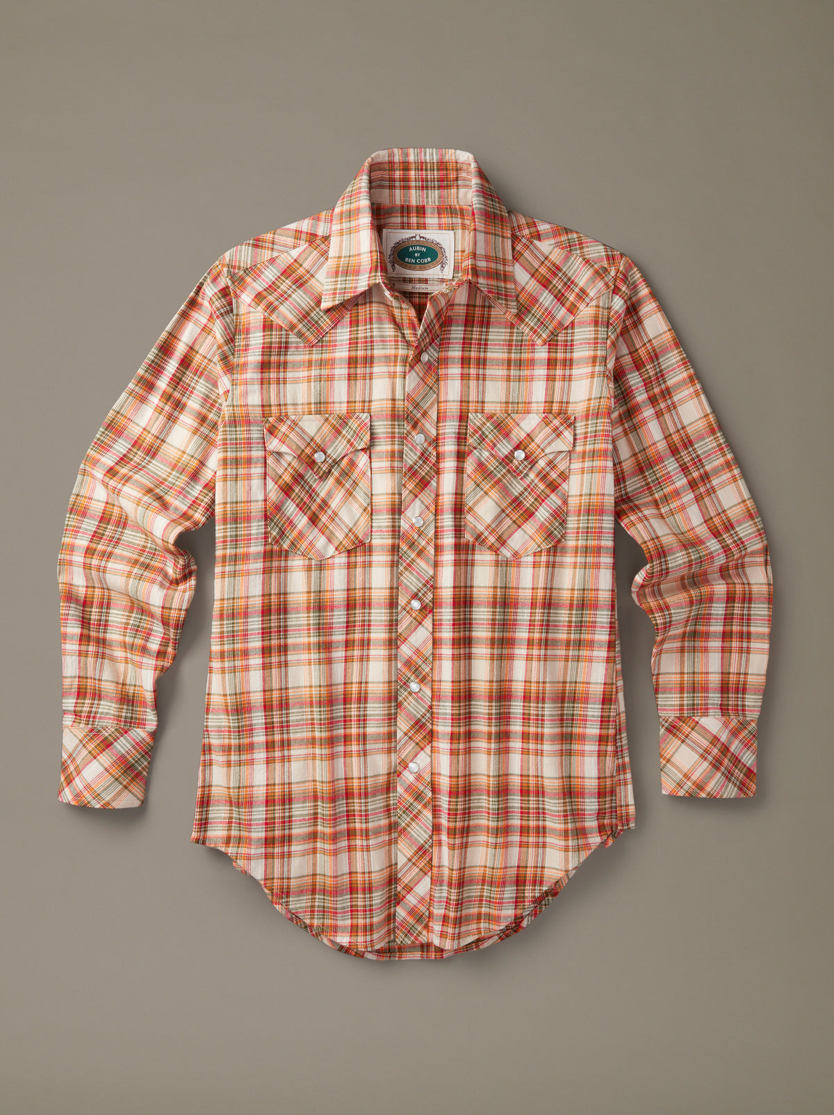 Aubin Orange Check Ben Cobb Western Check Shirt | Checked Shirt