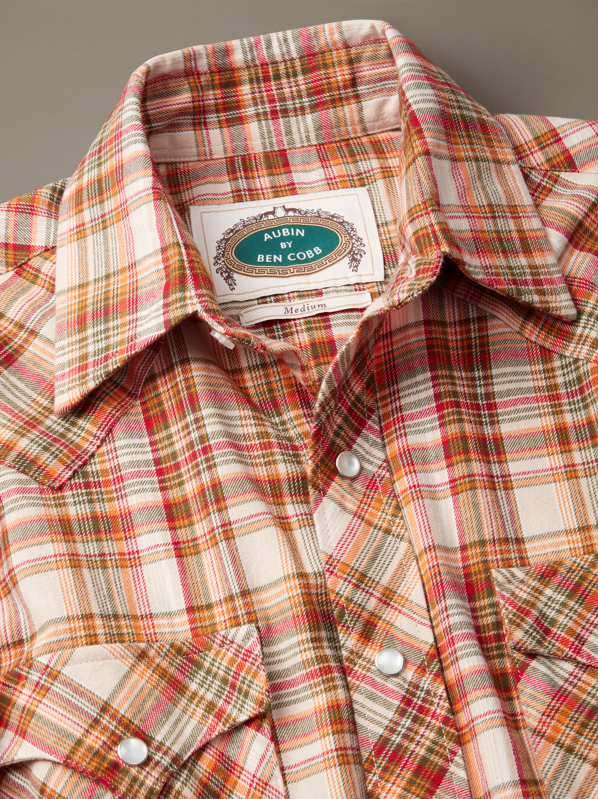 Aubin Orange Check Western Check Shirt | Checked Shirt