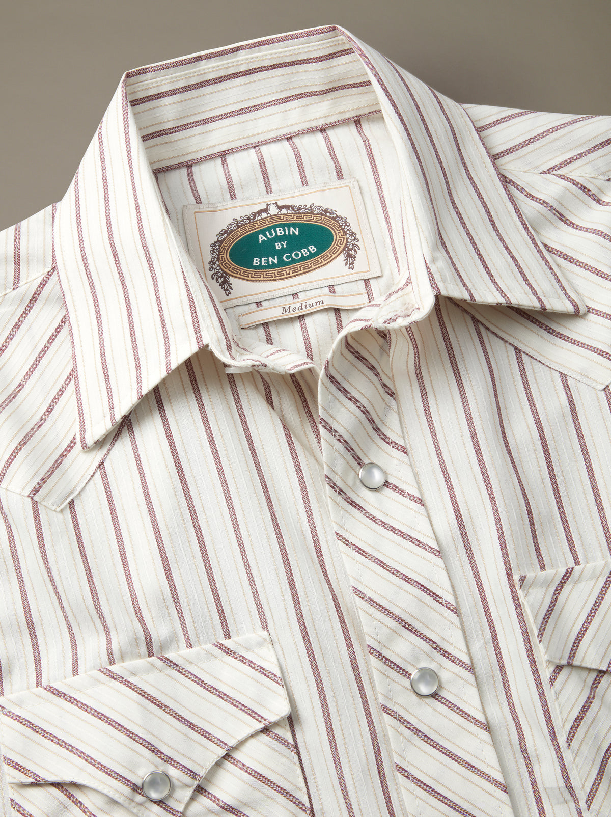 Aubin Western Stripe Shirt in Claret Stripe, back view