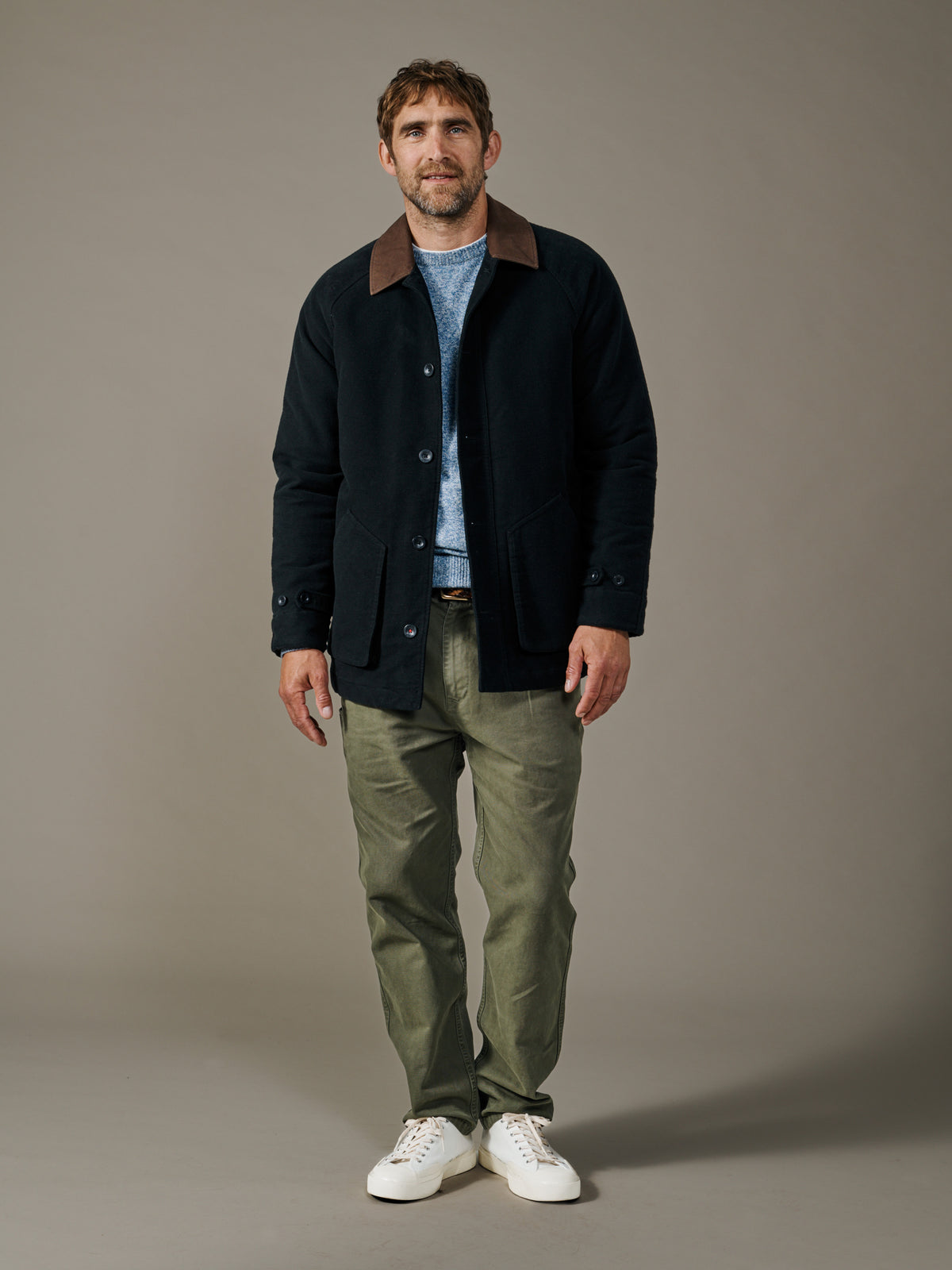 Aubin Washed Black Bennett Moleskin Jacket | Cotton Jacket