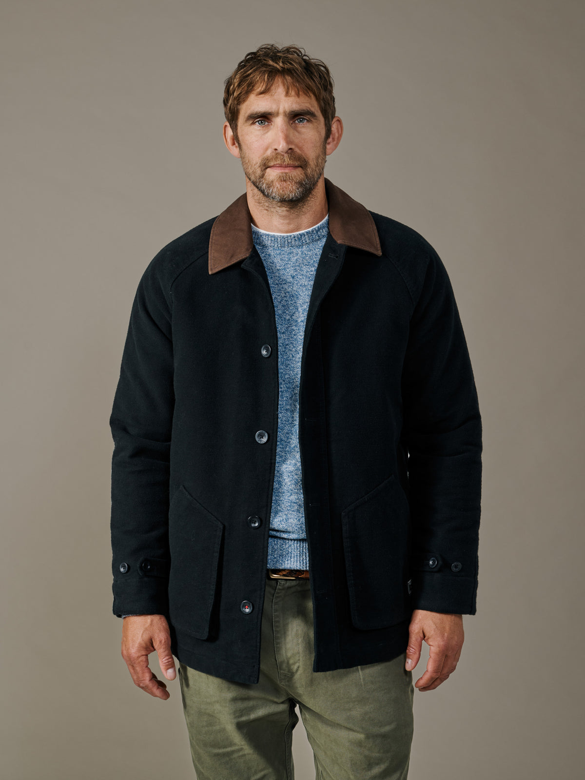 Aubin Washed Black Bennett Moleskin Jacket | Cotton Jacket