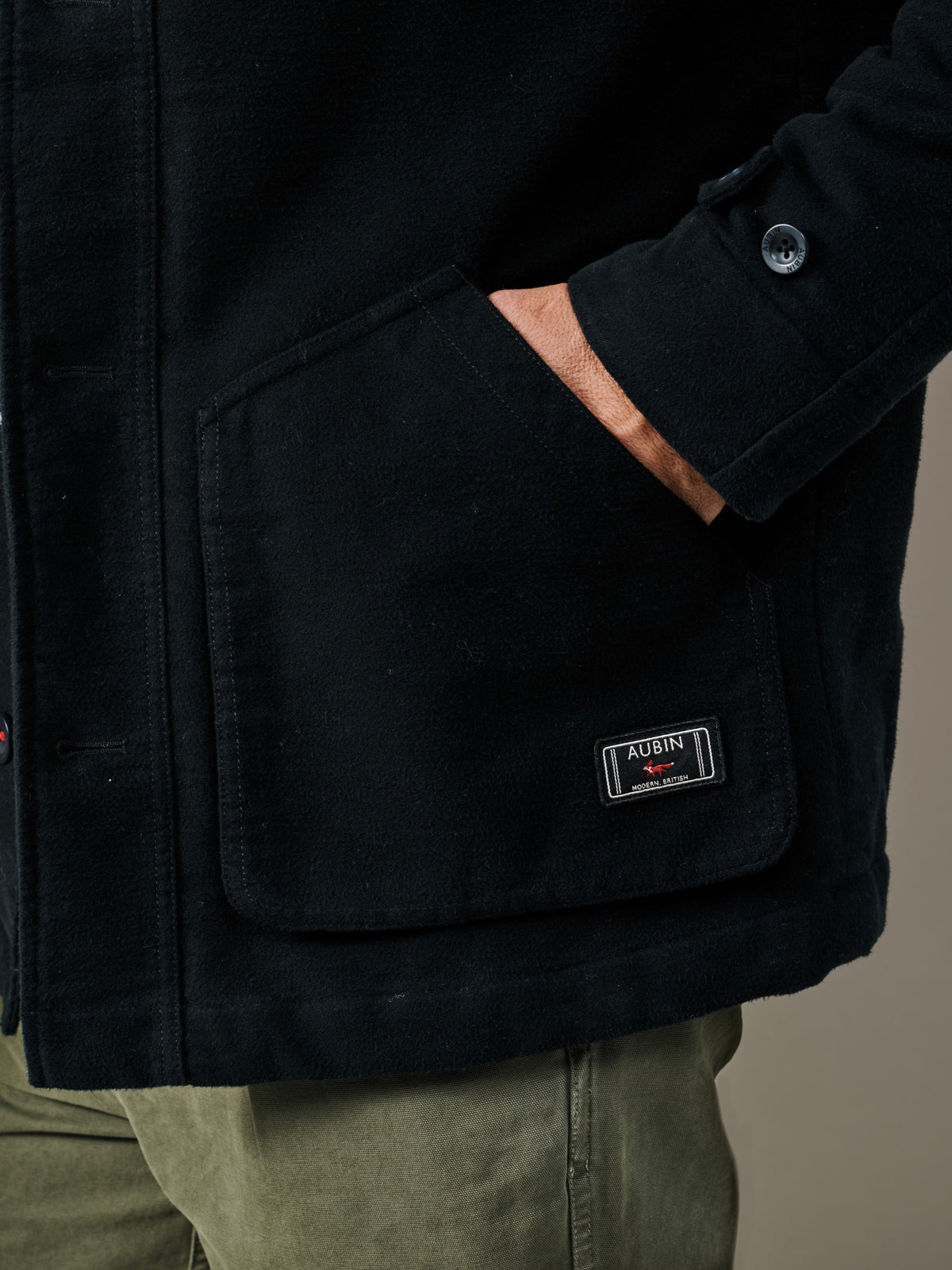 Aubin Washed Black Bennett Moleskin Jacket | Cotton Jacket