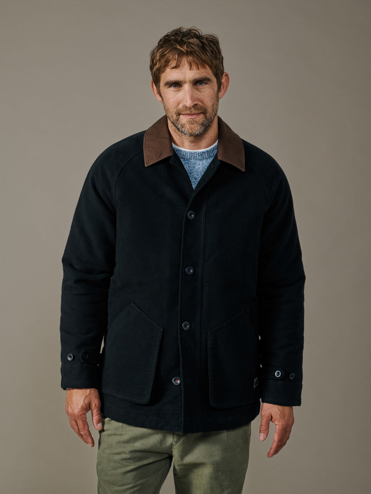 Aubin Washed Black Bennett Moleskin Jacket | Cotton Jacket