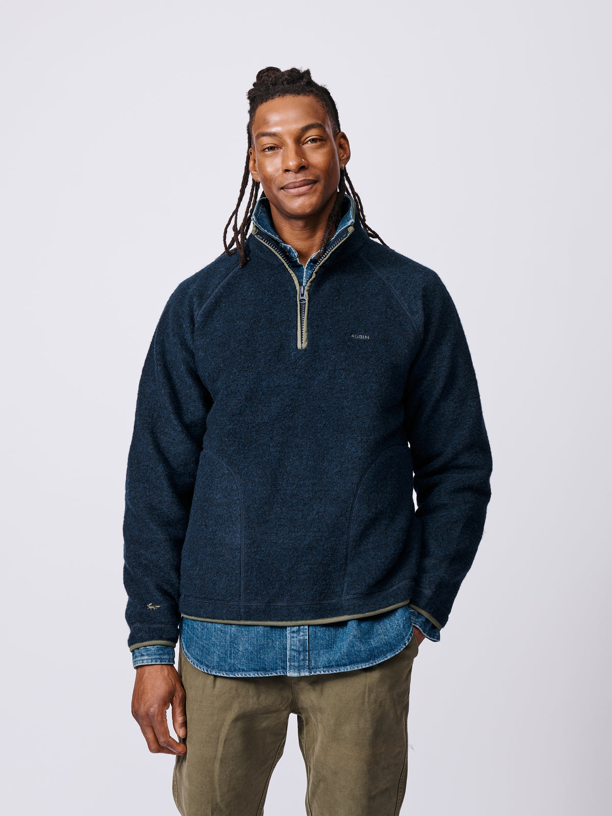 Aubin Navy Bodmin Zip Neck Fleece | Fleece