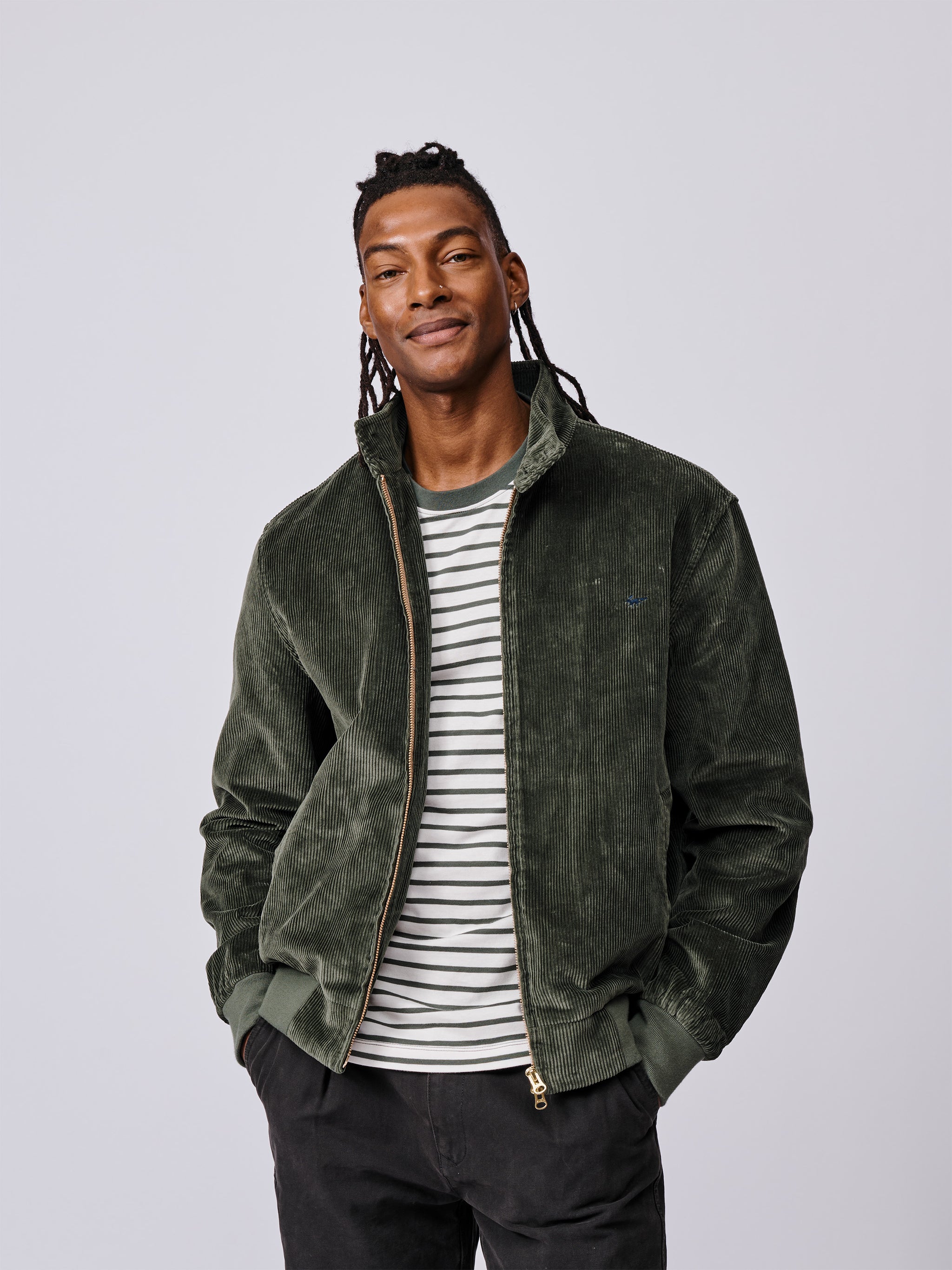 Khaki Bolsover Corduroy Harrington Jacket | Aubin