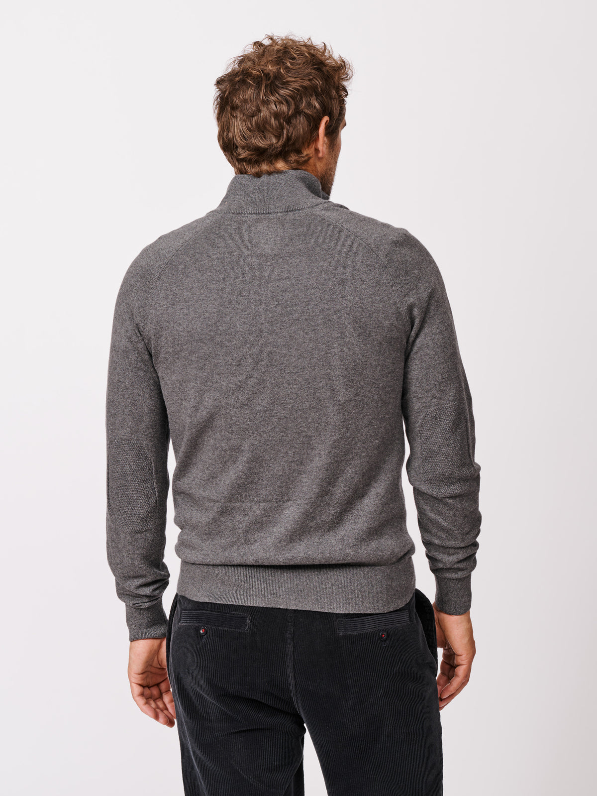 Aubin Charcoal Bonby Cotton Zip Neck | Zip Neck