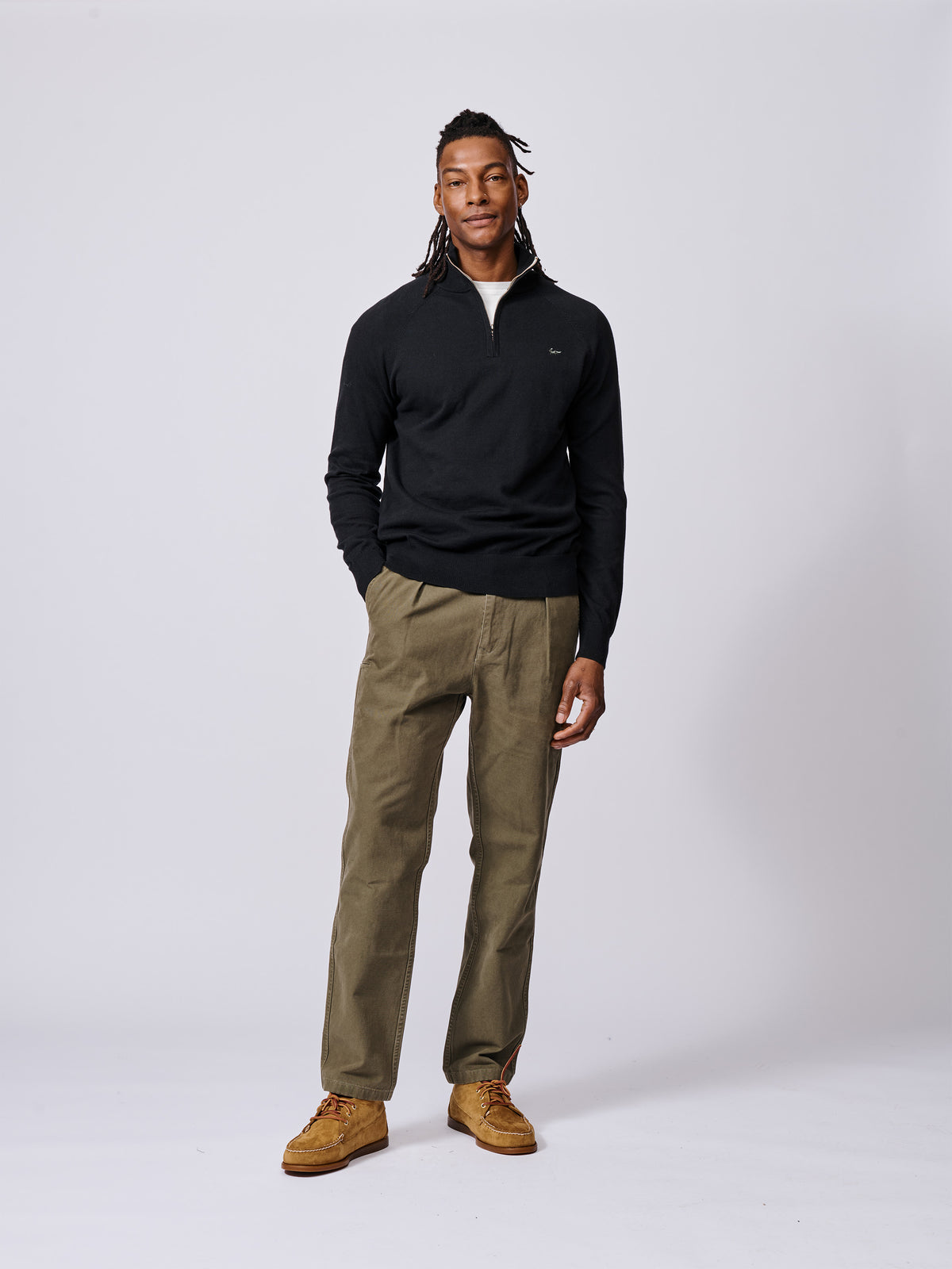 Aubin Black Bonby Cotton Zip Neck | Zip Neck
