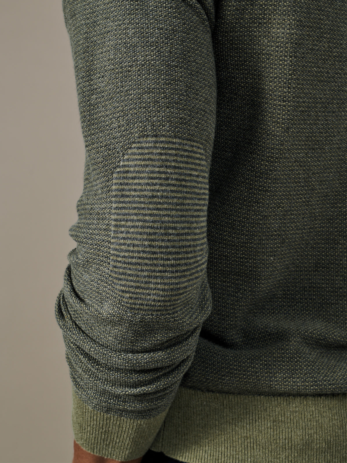 Aubin Khaki Mix Bonby Cotton Zip Neck | Zip Neck