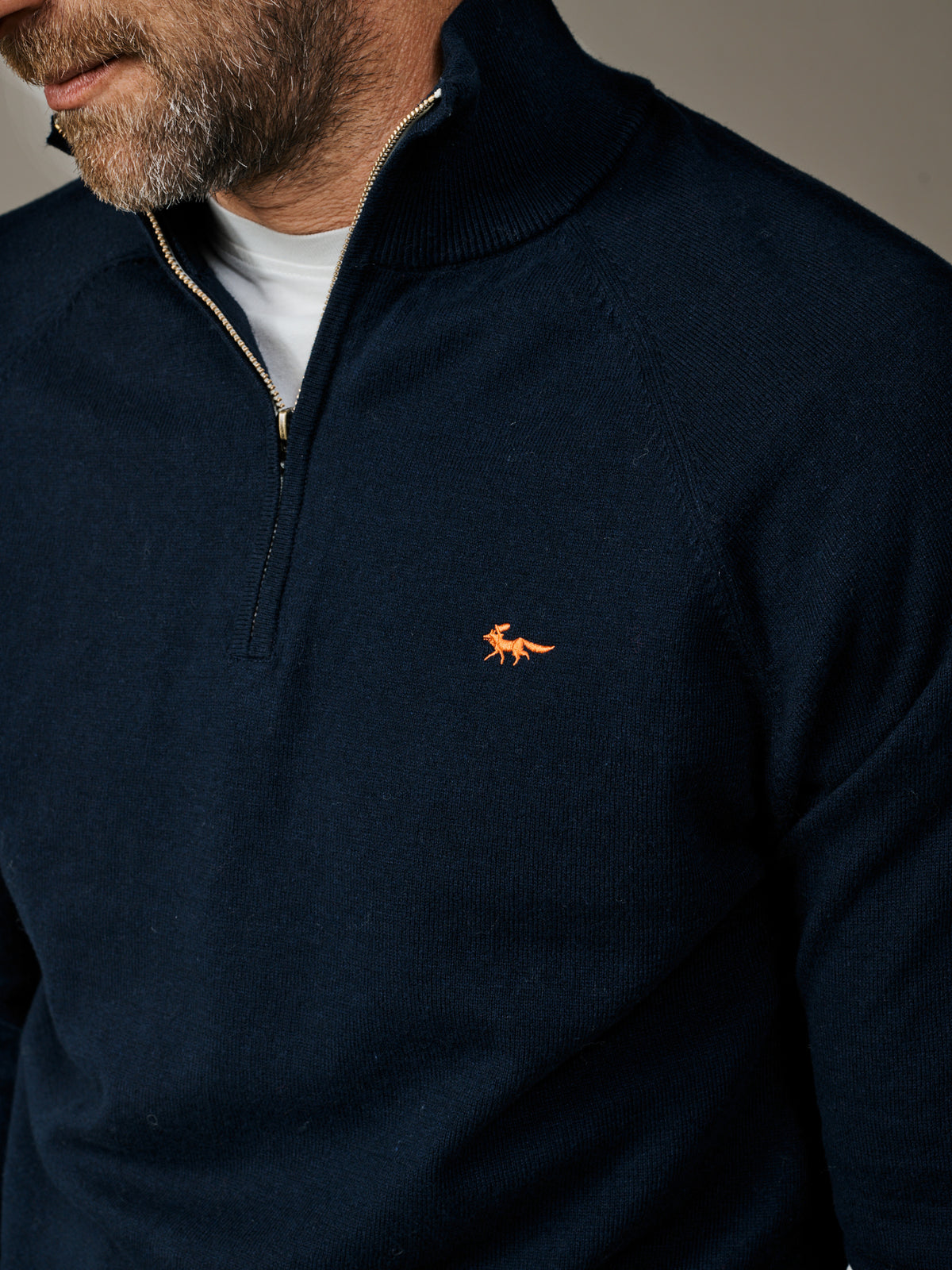 Aubin Dark Navy Bonby Cotton Zip Neck | Zip Neck