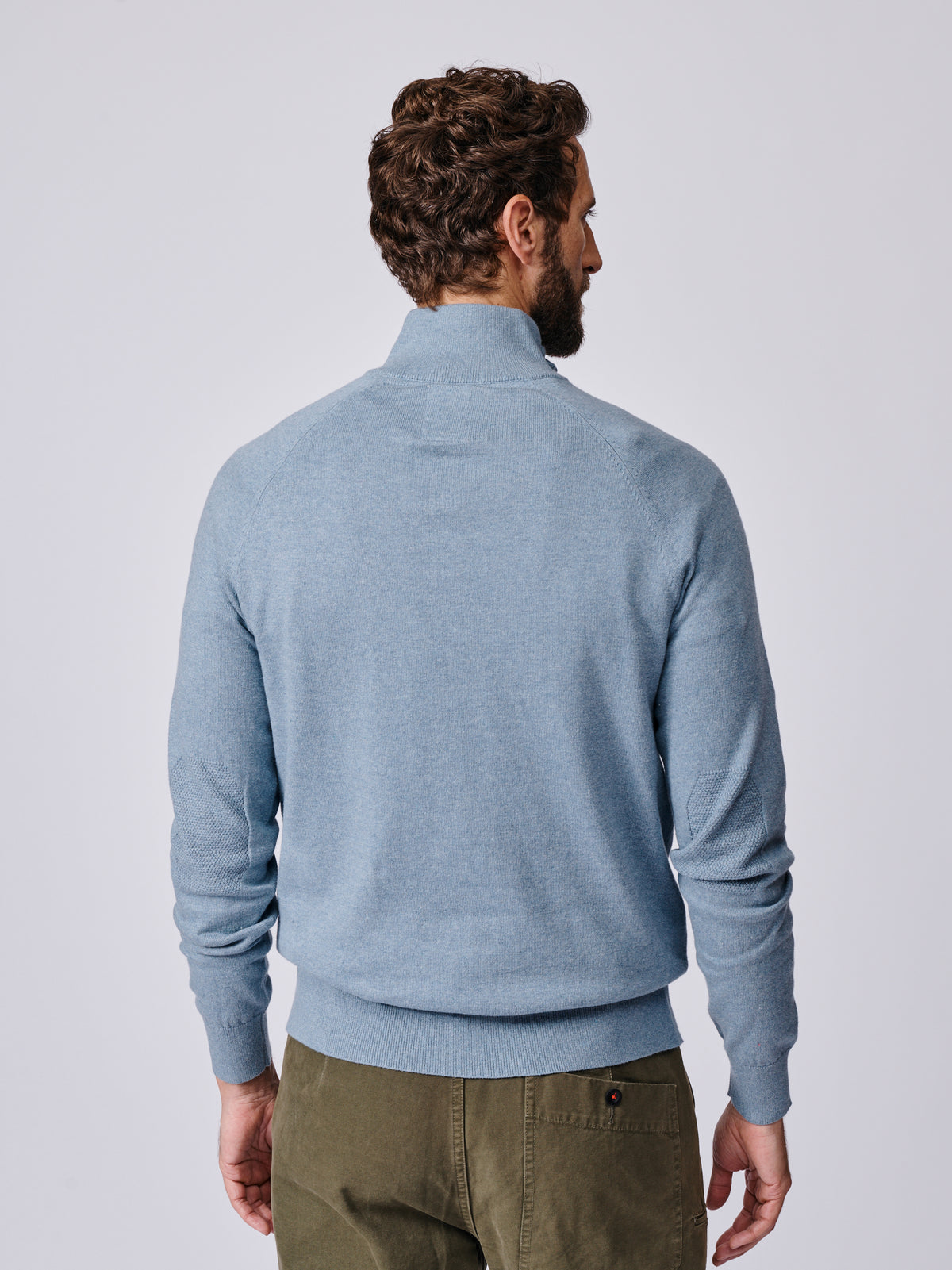 Aubin Pale Blue Bonby Cotton Zip Neck | Zip Neck