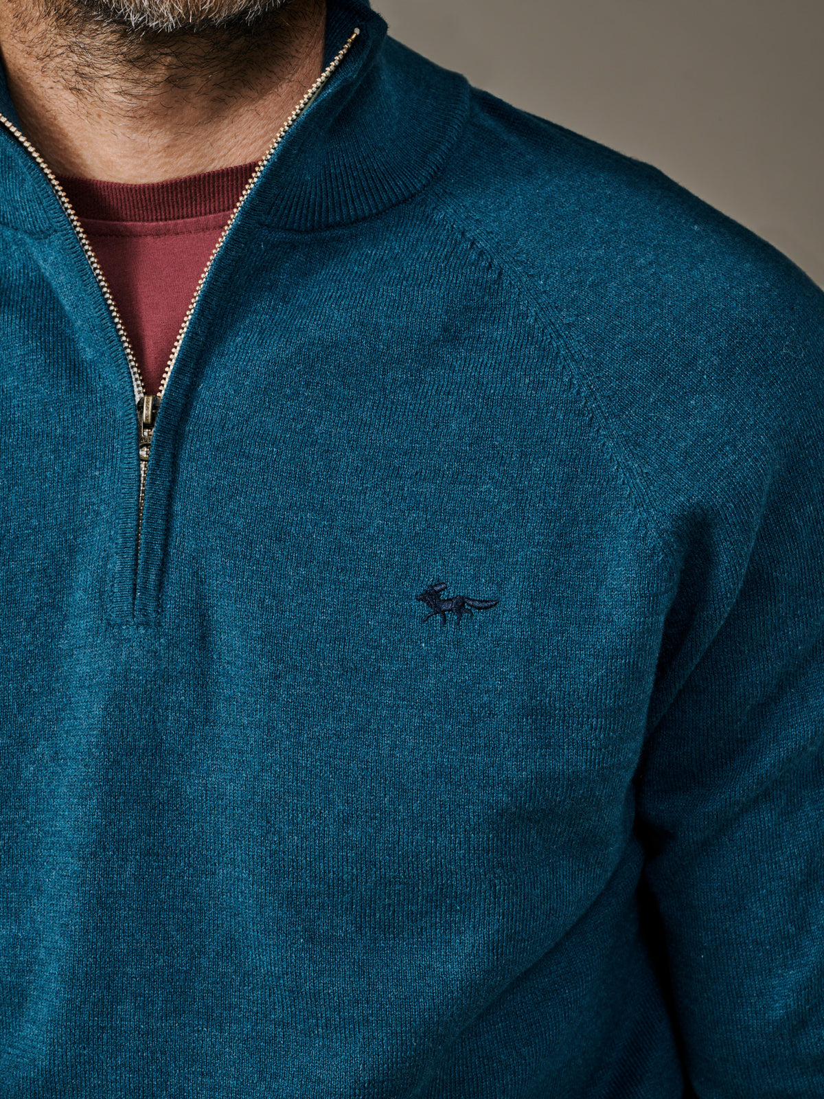 Aubin Peacock Bonby Cotton Zip Neck Jumper | Zip Neck