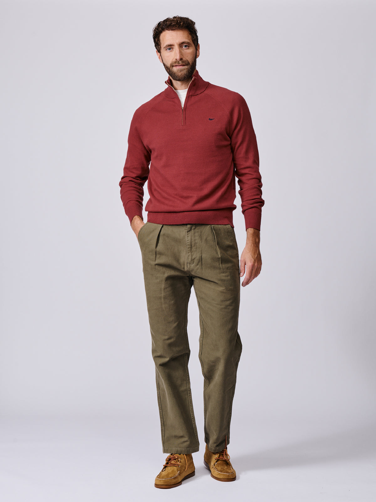 Aubin Rust Bonby Cotton Zip Neck | Zip Neck