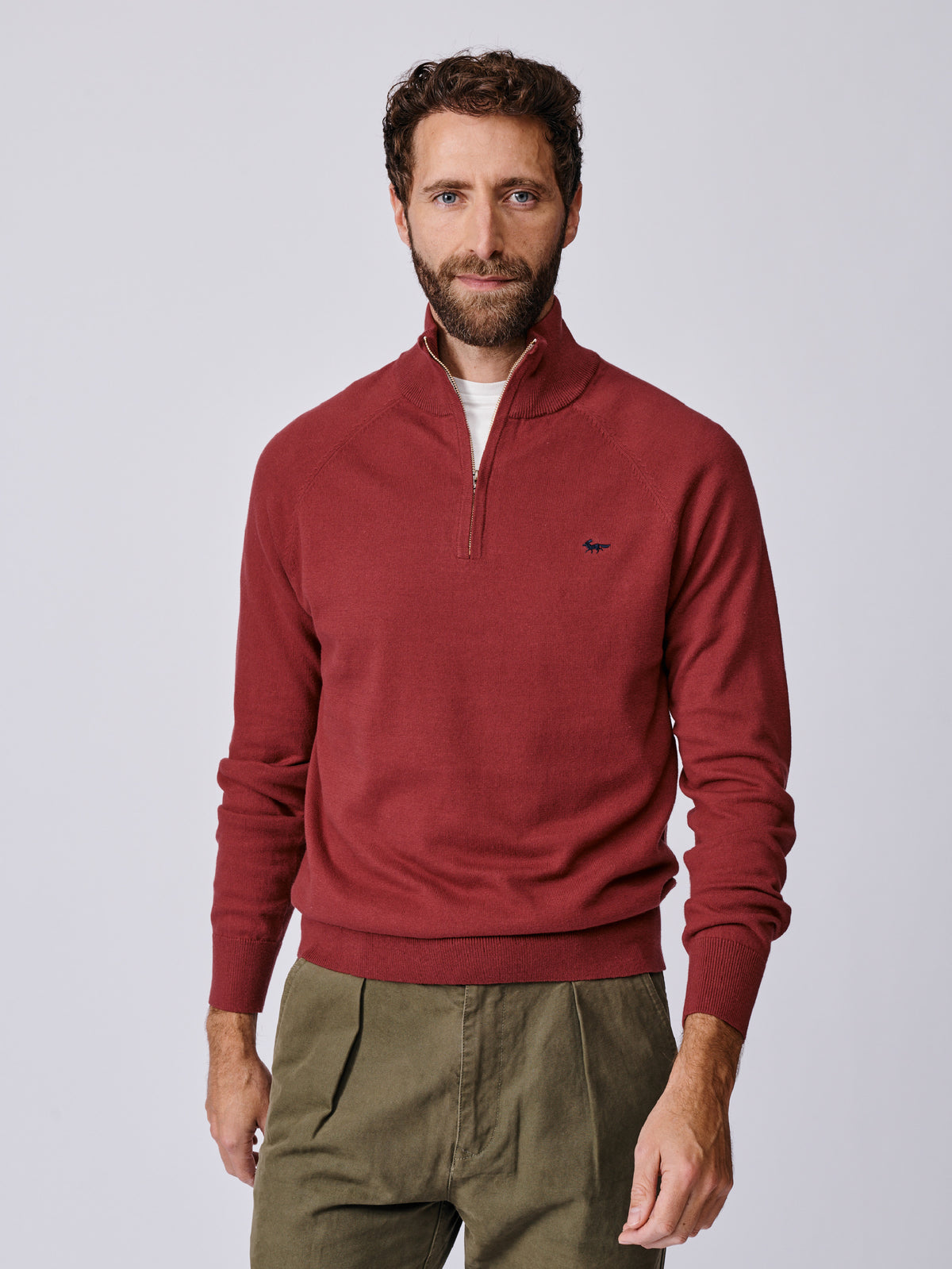 Aubin Rust Bonby Cotton Zip Neck | Zip Neck