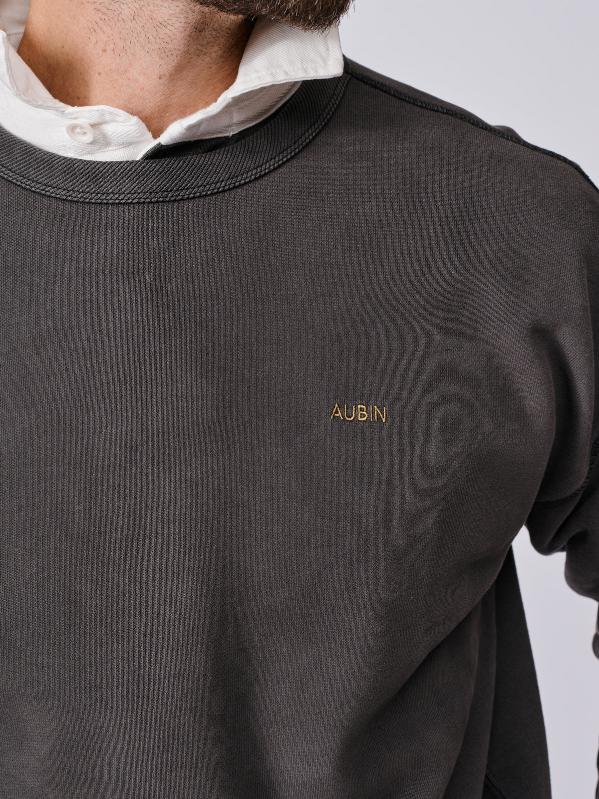 Aubin Washed Black Brandon Crew Neck Sweat | Crew Neck