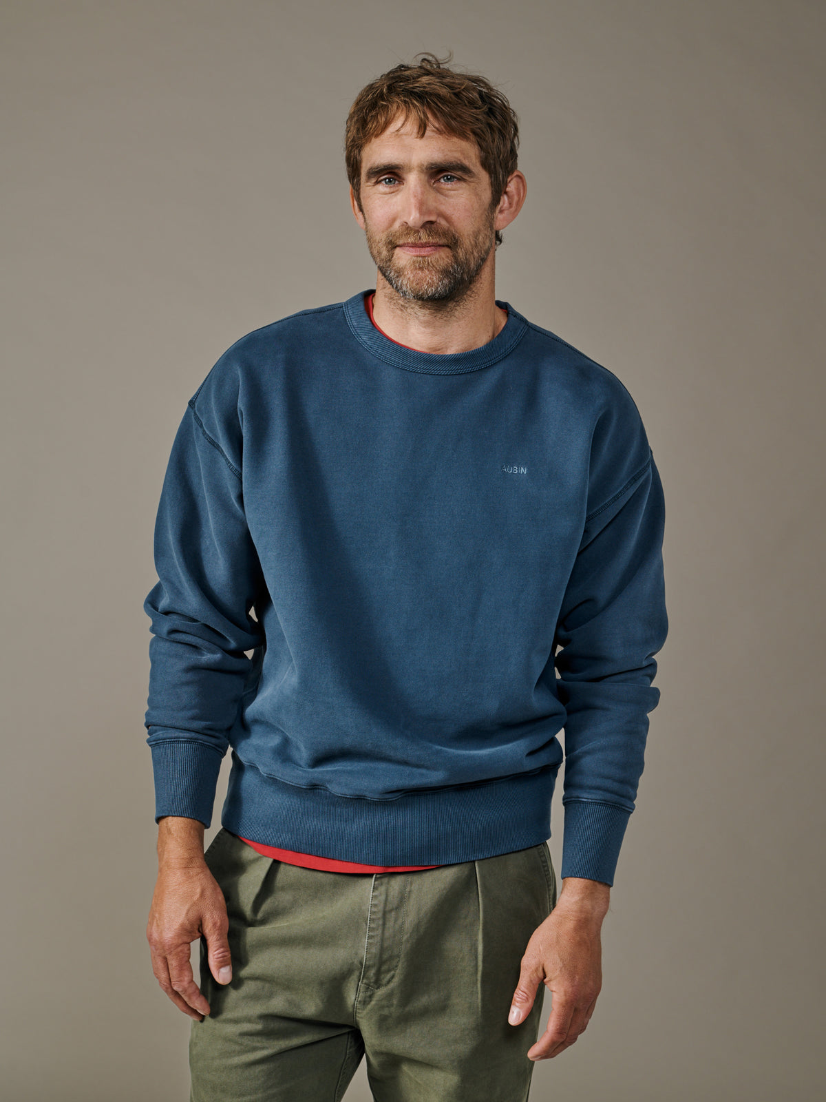 Aubin Navy Brandon Crew Neck Sweat | Crew Neck