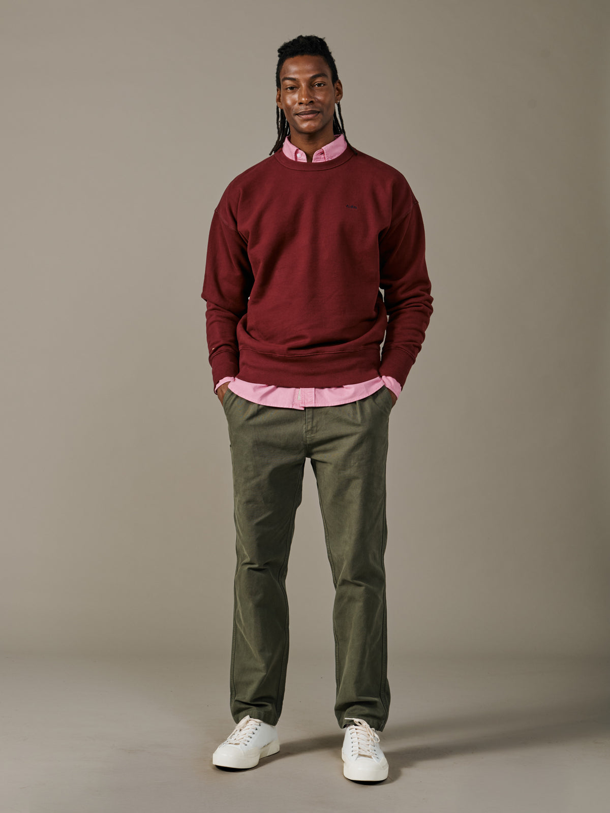 Aubin Oxblood Brandon Crew Neck Sweat | Crew Neck