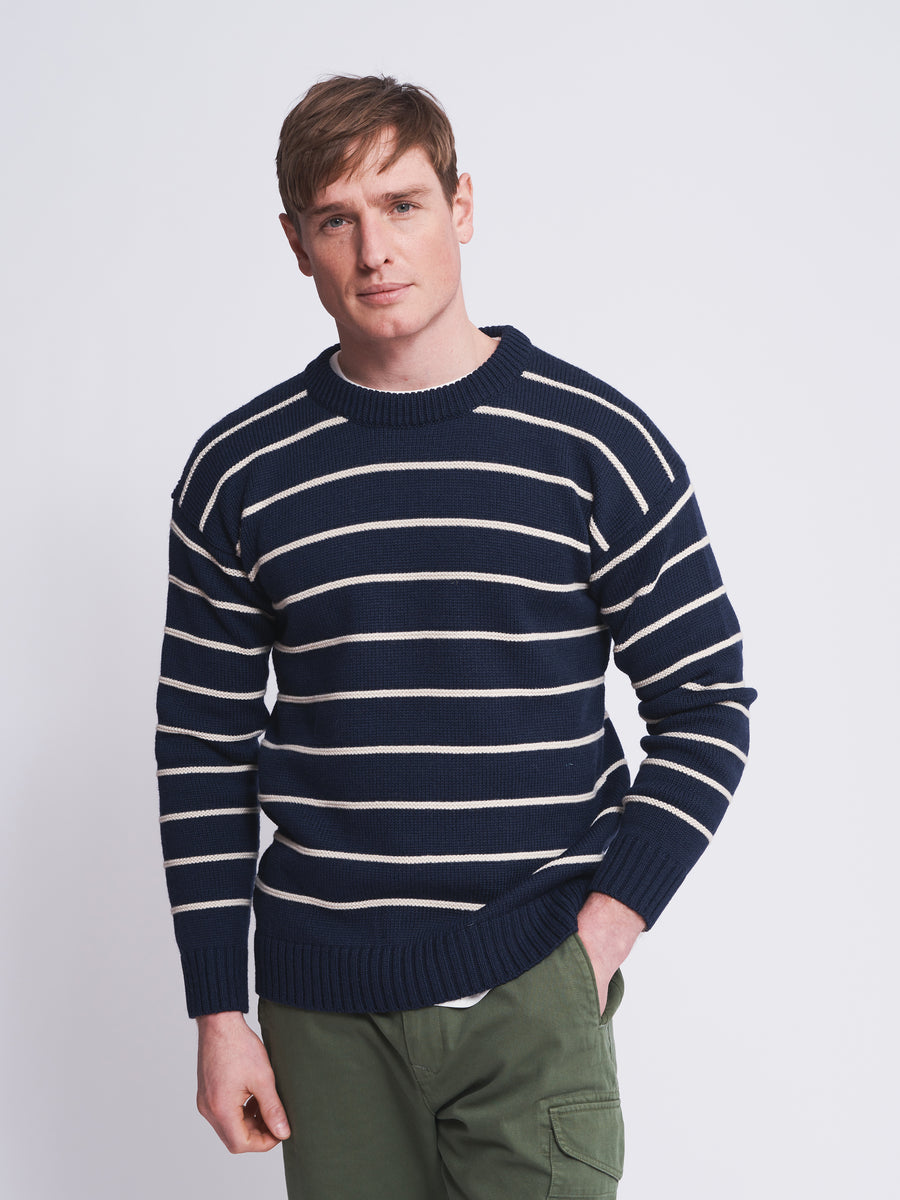 Purl Striped Crew Neck Jumper – Aubin