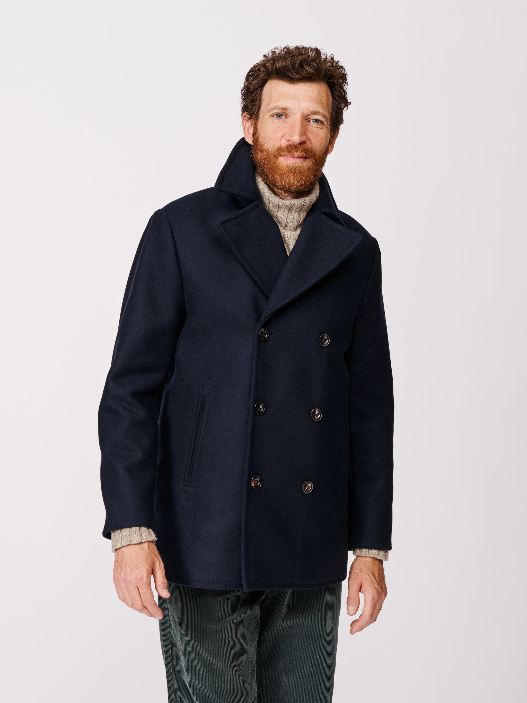 Navy Bridges Double-Breasted Wool Peacoat | Aubin