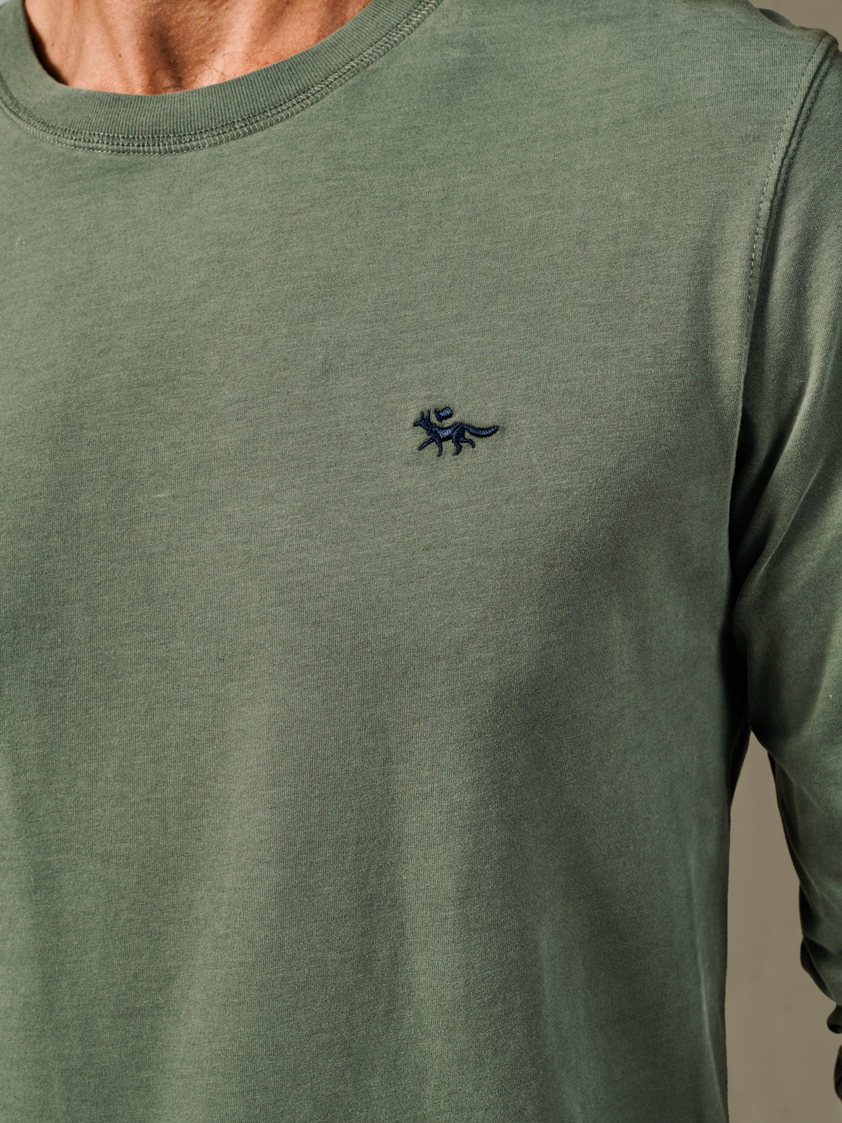 Aubin Khaki Buttermere Organic Long Sleeve T-Shirt | Long Sleeve Tee