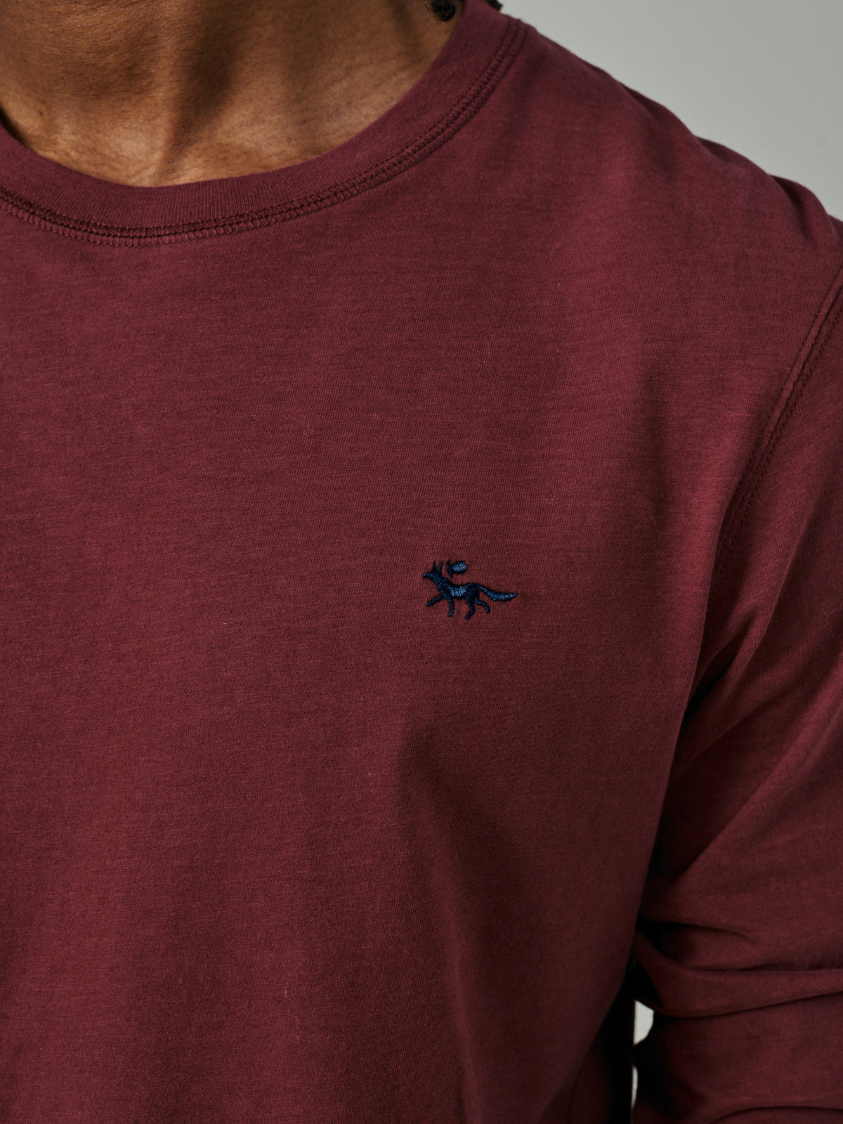 Aubin Oxblood Buttermere Organic Long Sleeve T-Shirt | Long Sleeve Tee
