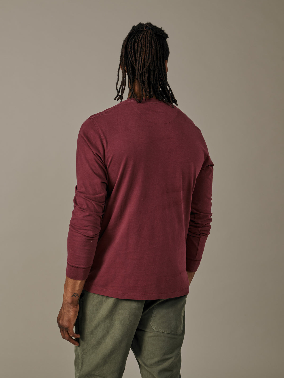 Aubin Oxblood Buttermere Organic Long Sleeve T-Shirt | Long Sleeve Tee