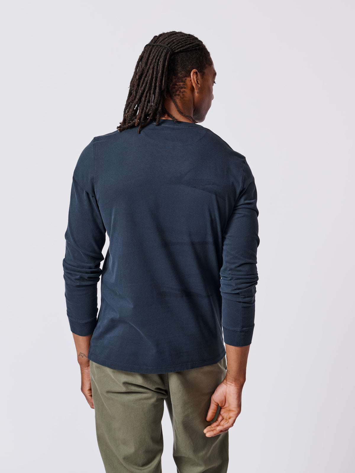 Aubin Navy Buttermere Organic Long Sleeve T-Shirt | Long Sleeve Tee