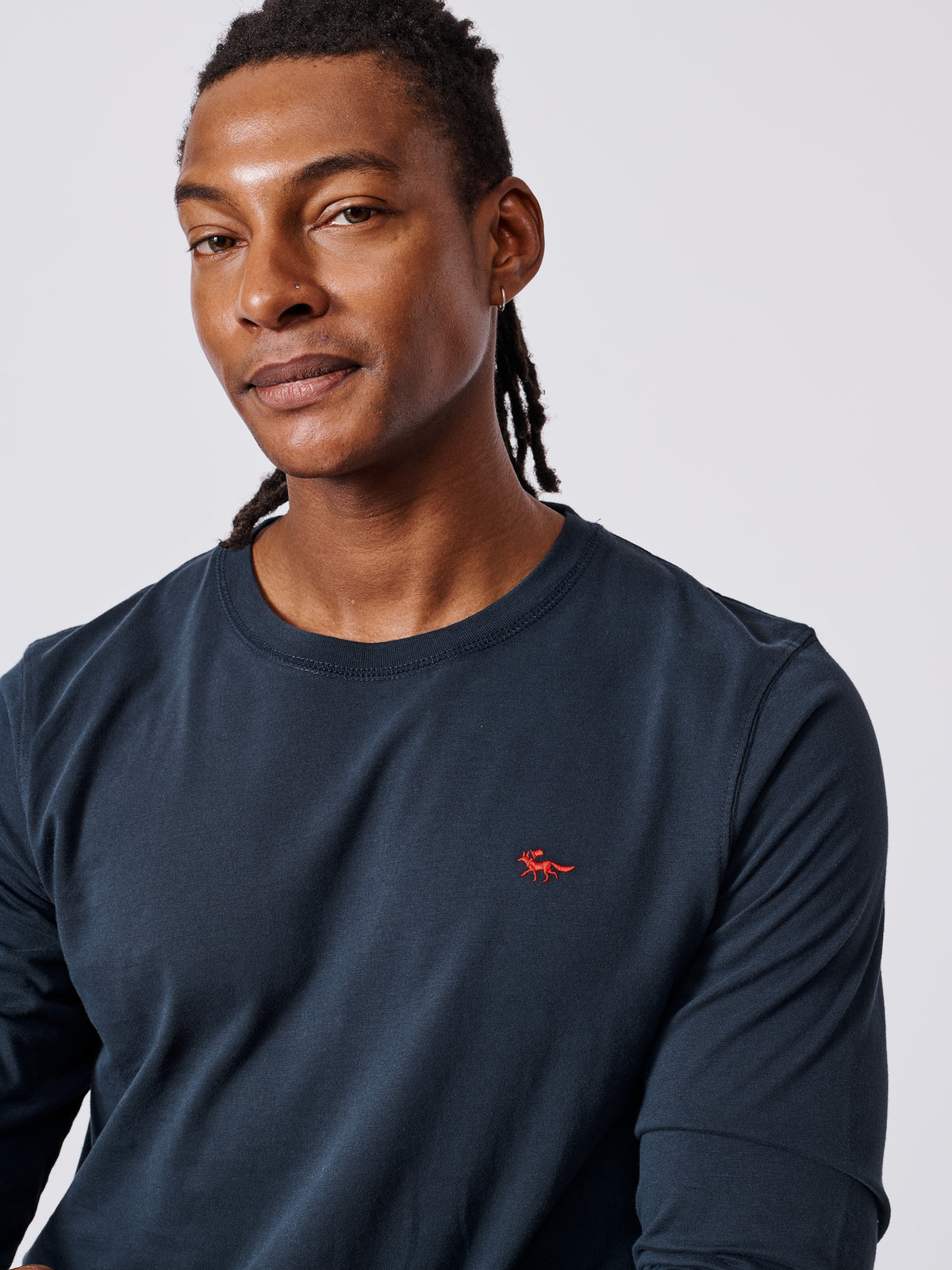 Aubin Navy Buttermere Organic Long Sleeve T-Shirt | Long Sleeve Tee