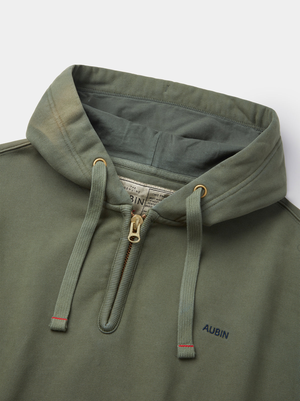 Aubin Khaki Baildon Zip Neck Hoody | Hoody