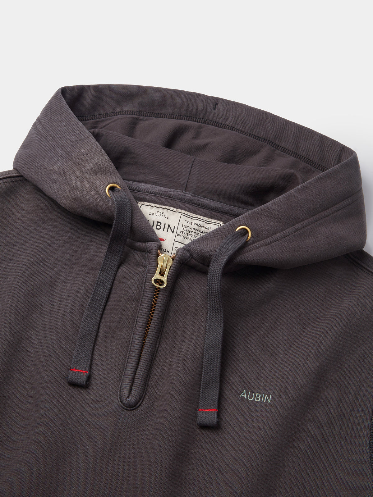 Aubin Washed Black Baildon Zip Neck Hoody | Hoody