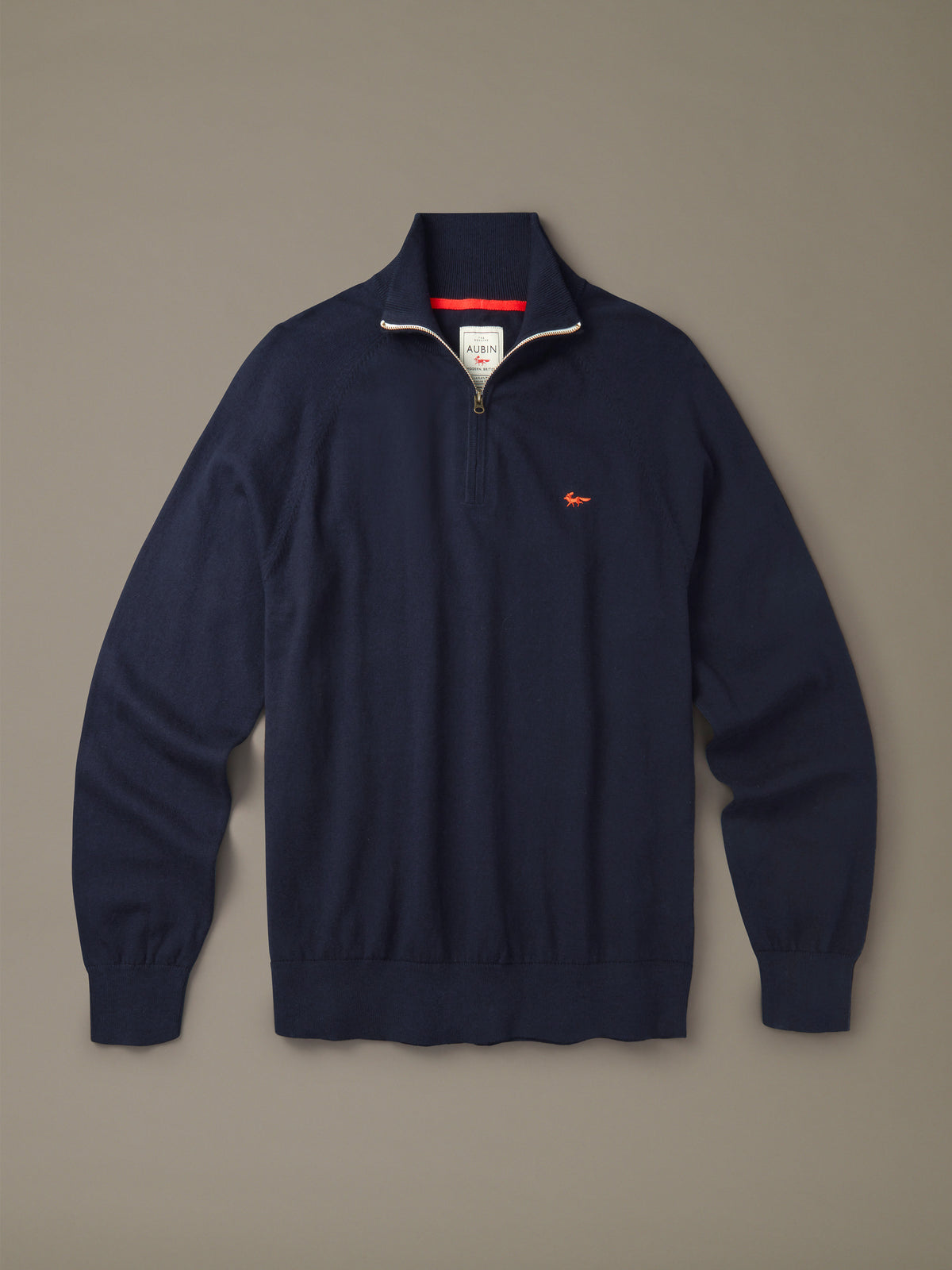 Aubin Dark Navy Bonby Cotton Zip Neck | Zip Neck
