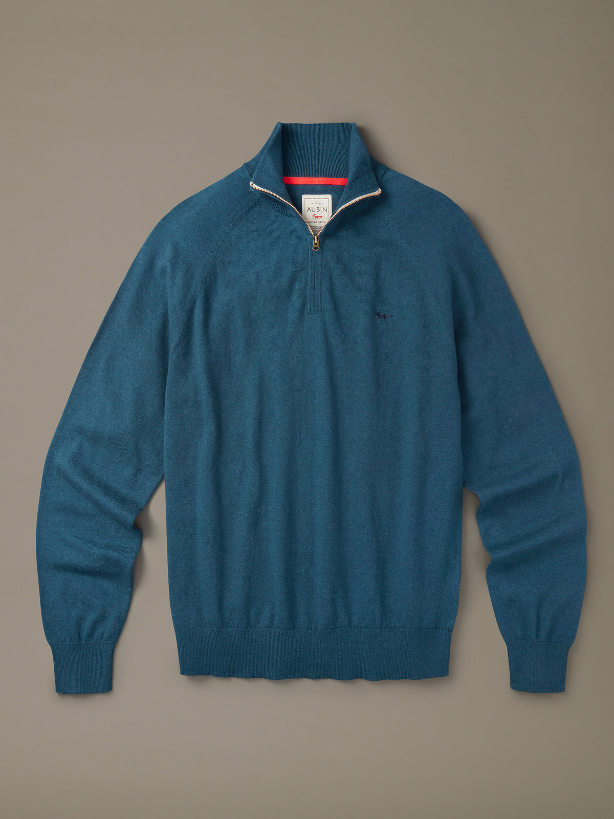 Aubin Peacock Bonby Cotton Zip Neck Jumper | Zip Neck