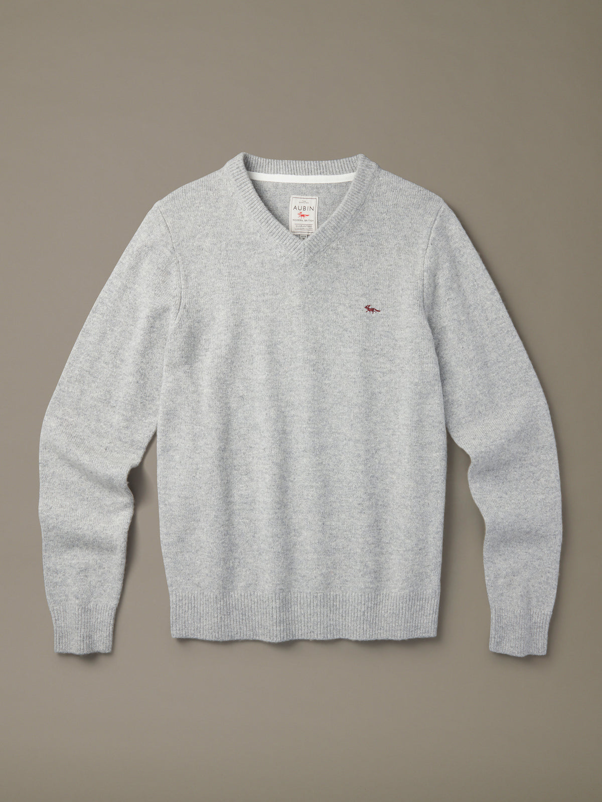 Aubin Grey Marl Bransbury Lambswool V Neck | V-Neck