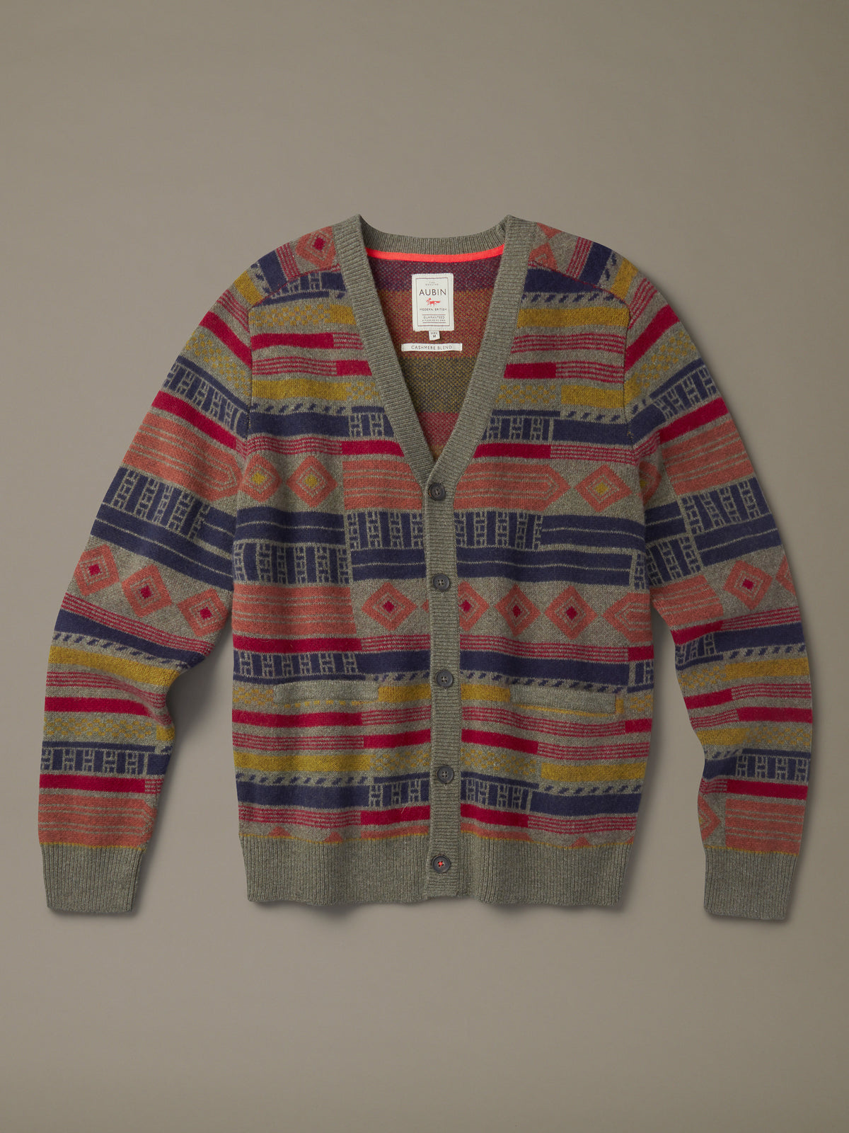 Aubin Khaki Mix Baysdale Cashmere Blend Cardigan | Cardigan