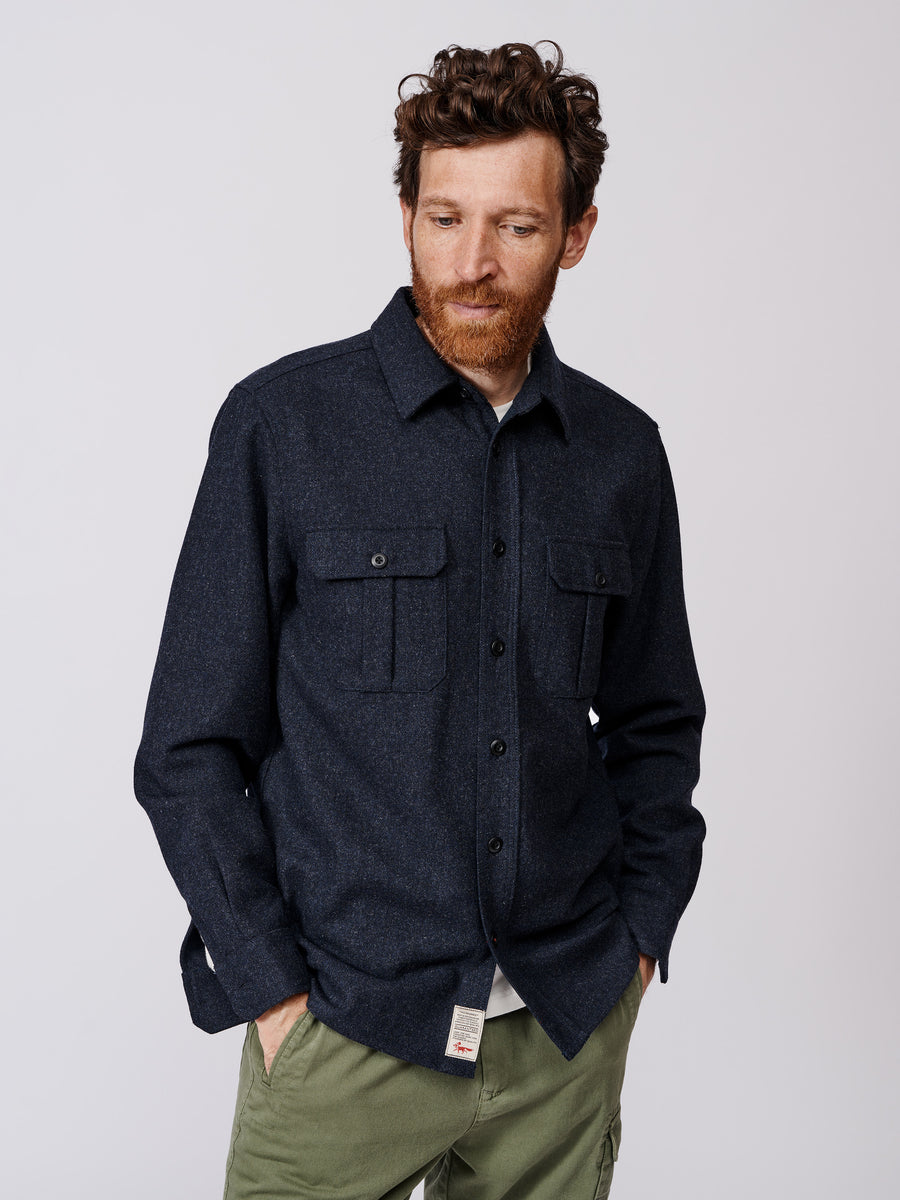 Navy Lysaghts Wool Overshirt