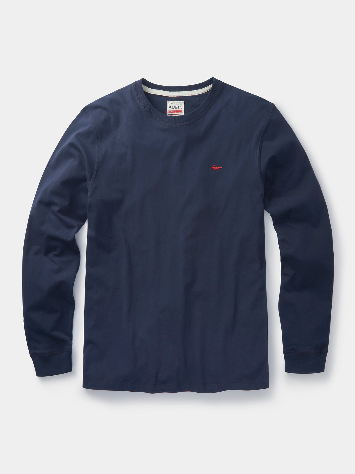 Aubin Buttermere Organic Long Sleeve T-Shirt in Navy, styled as part of the Buttermere Full Lounge Set
