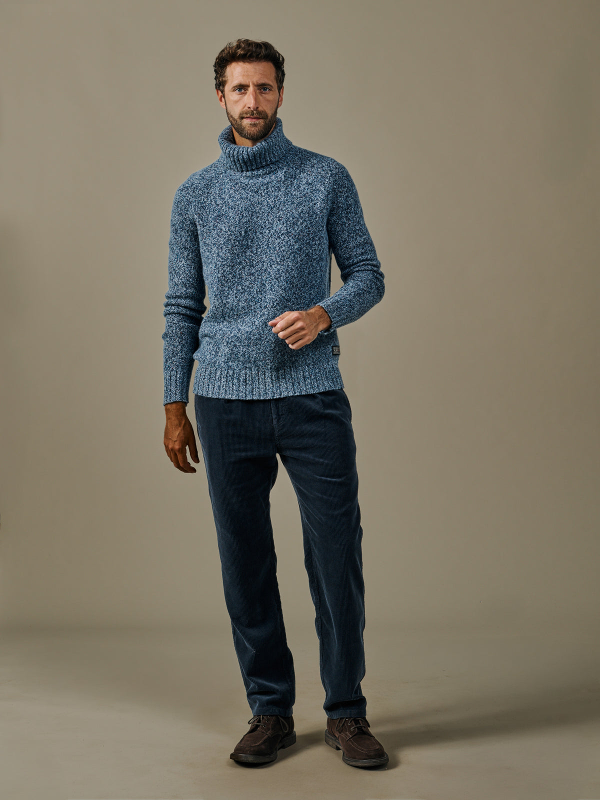 Aubin Indigo Caster Donegal Roll Neck Jumper | Roll Neck