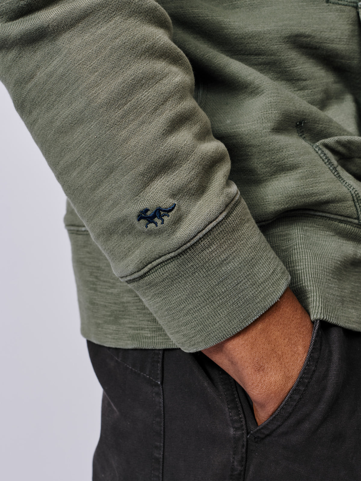 Aubin Washed Khaki Castleton Slub Zip Neck | Sweat Tops