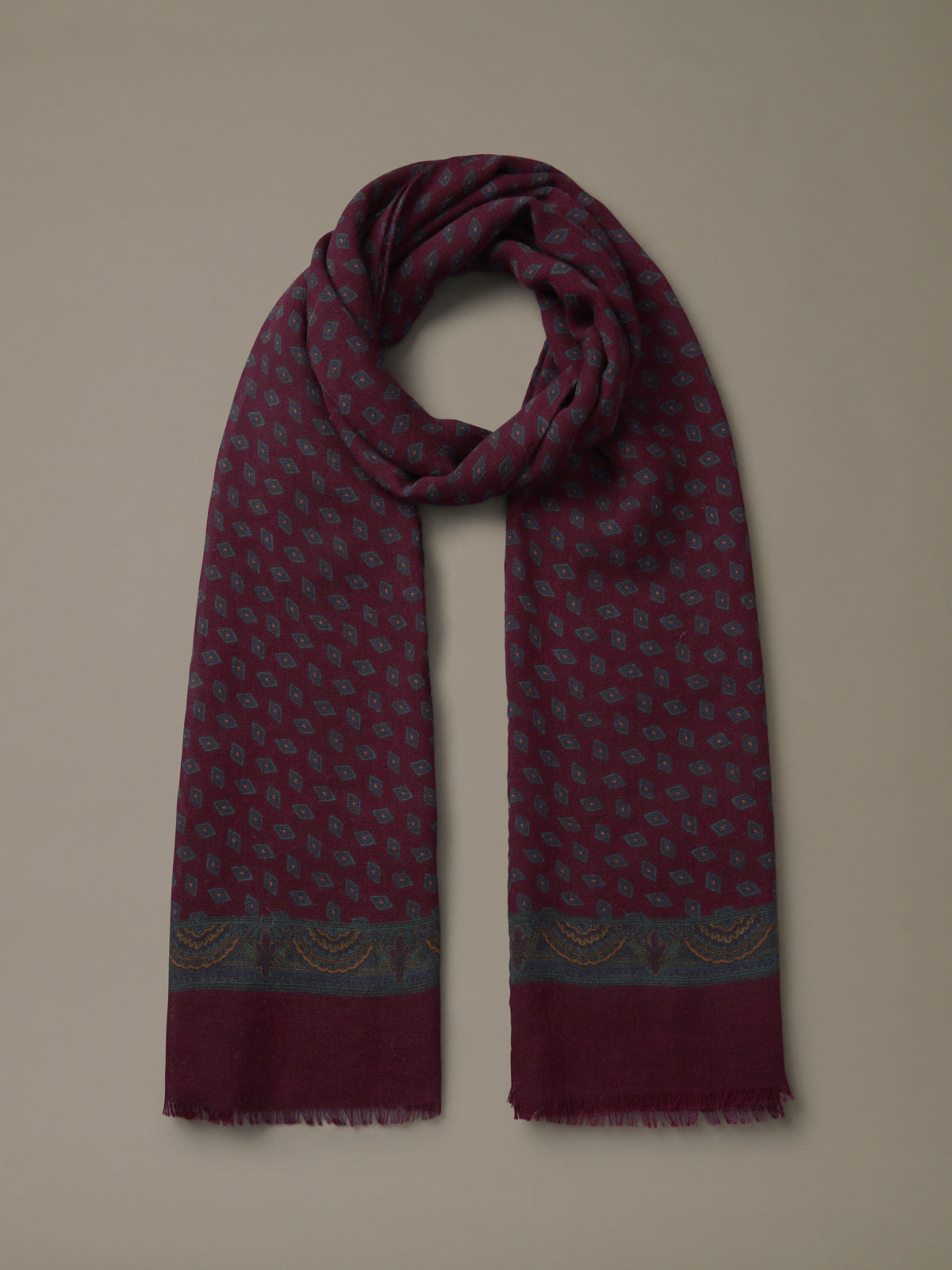 Aubin Oxblood Geo Caversham Printed Scarf | Scarf