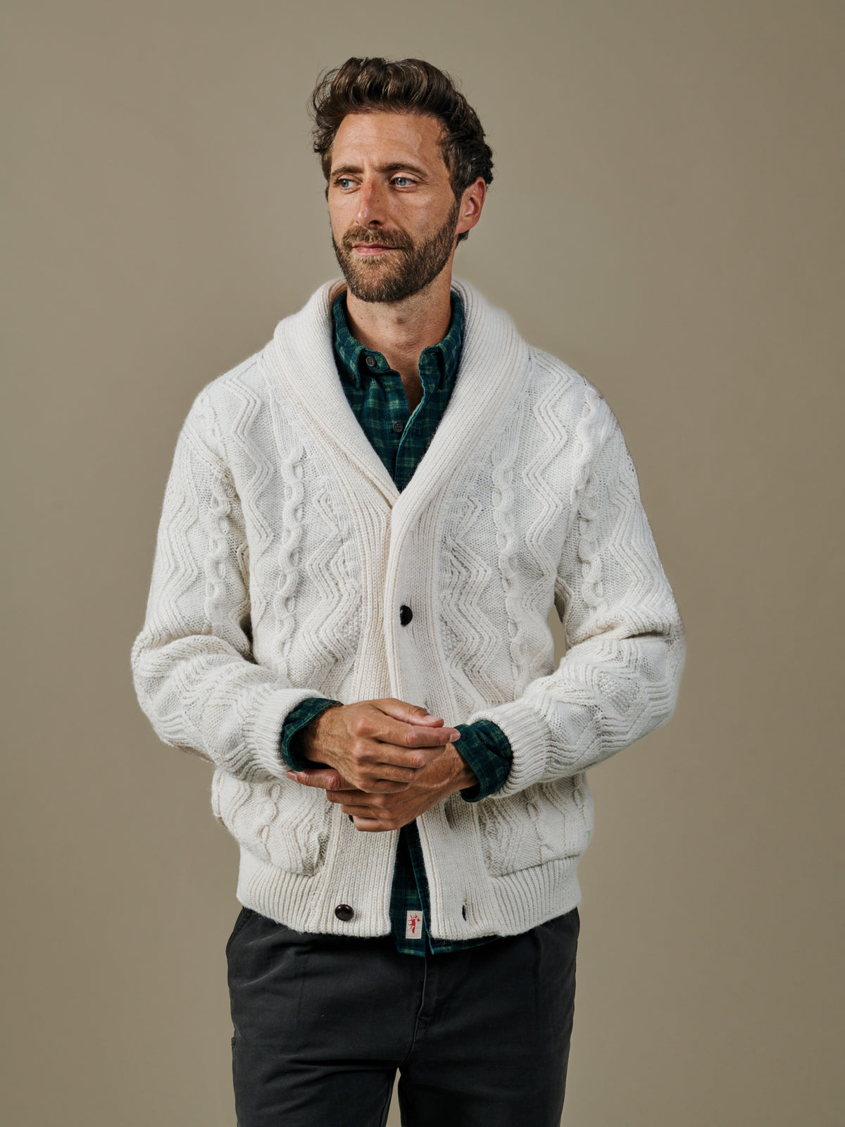Aubin Cream Clancy Shawl Collar Cardigan | Cardigan
