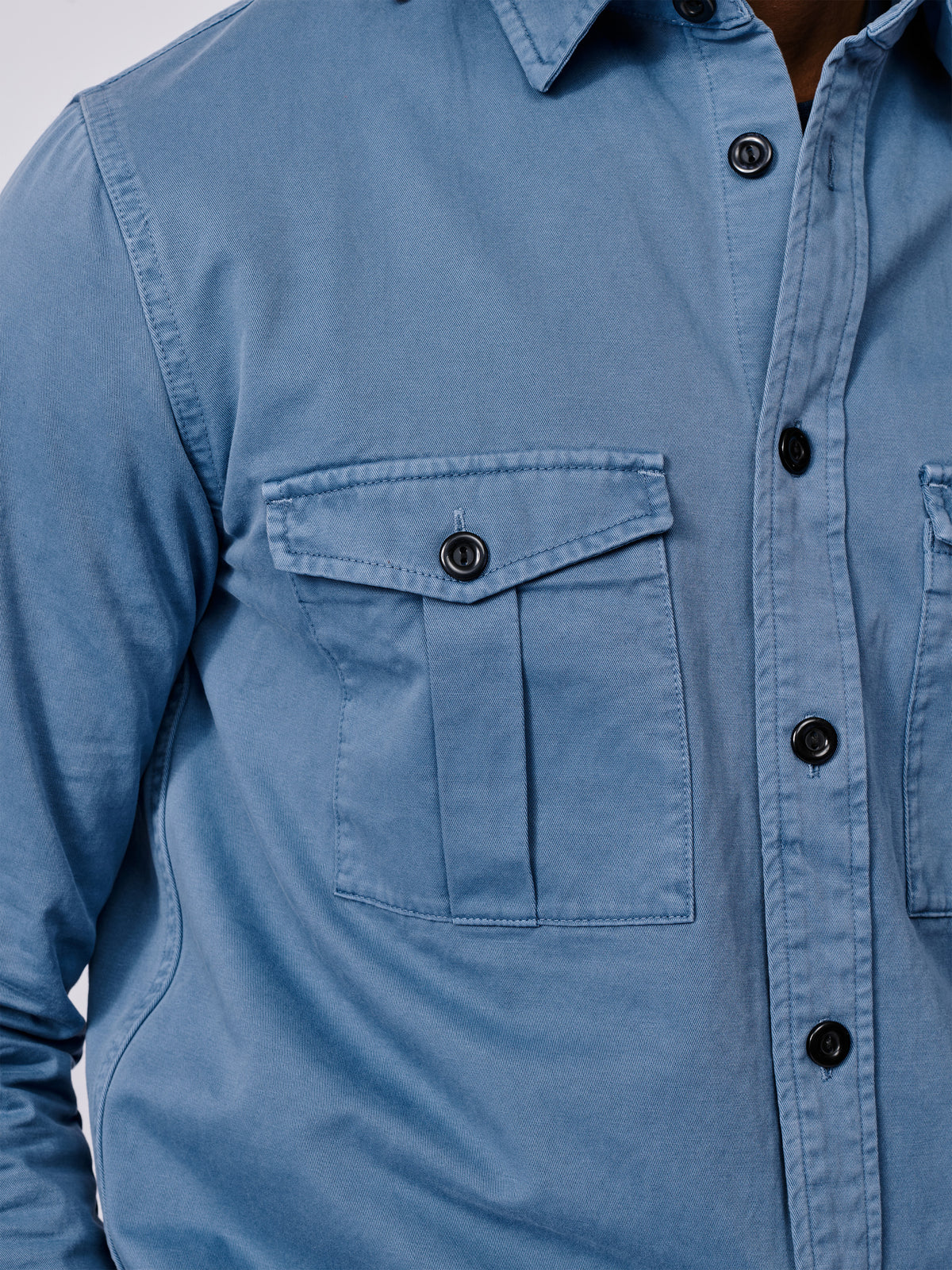 Aubin Blue Cole Twill Overshirt | Overshirt