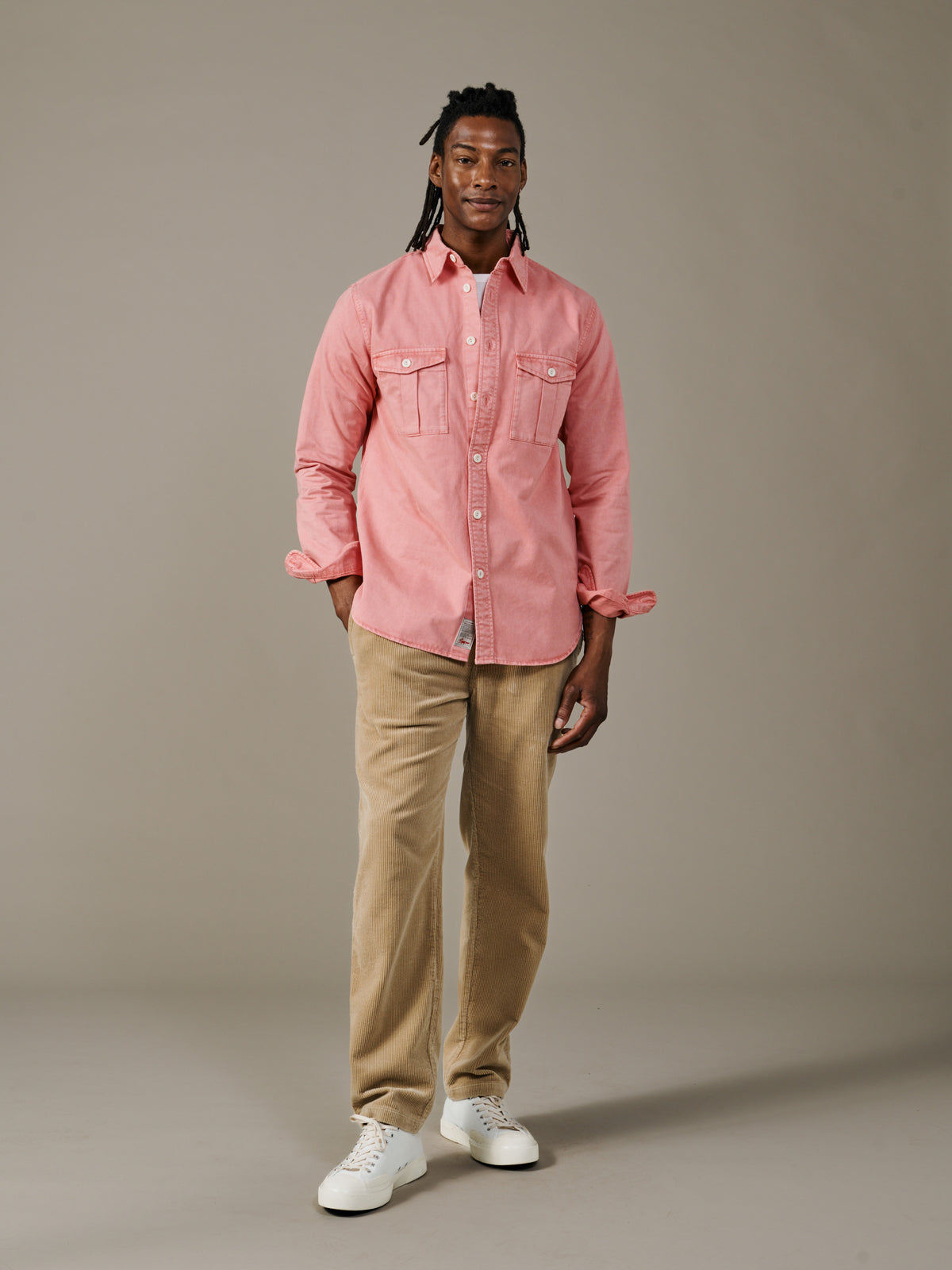 Aubin Peony Pink Cole Twill Overshirt | Overshirt