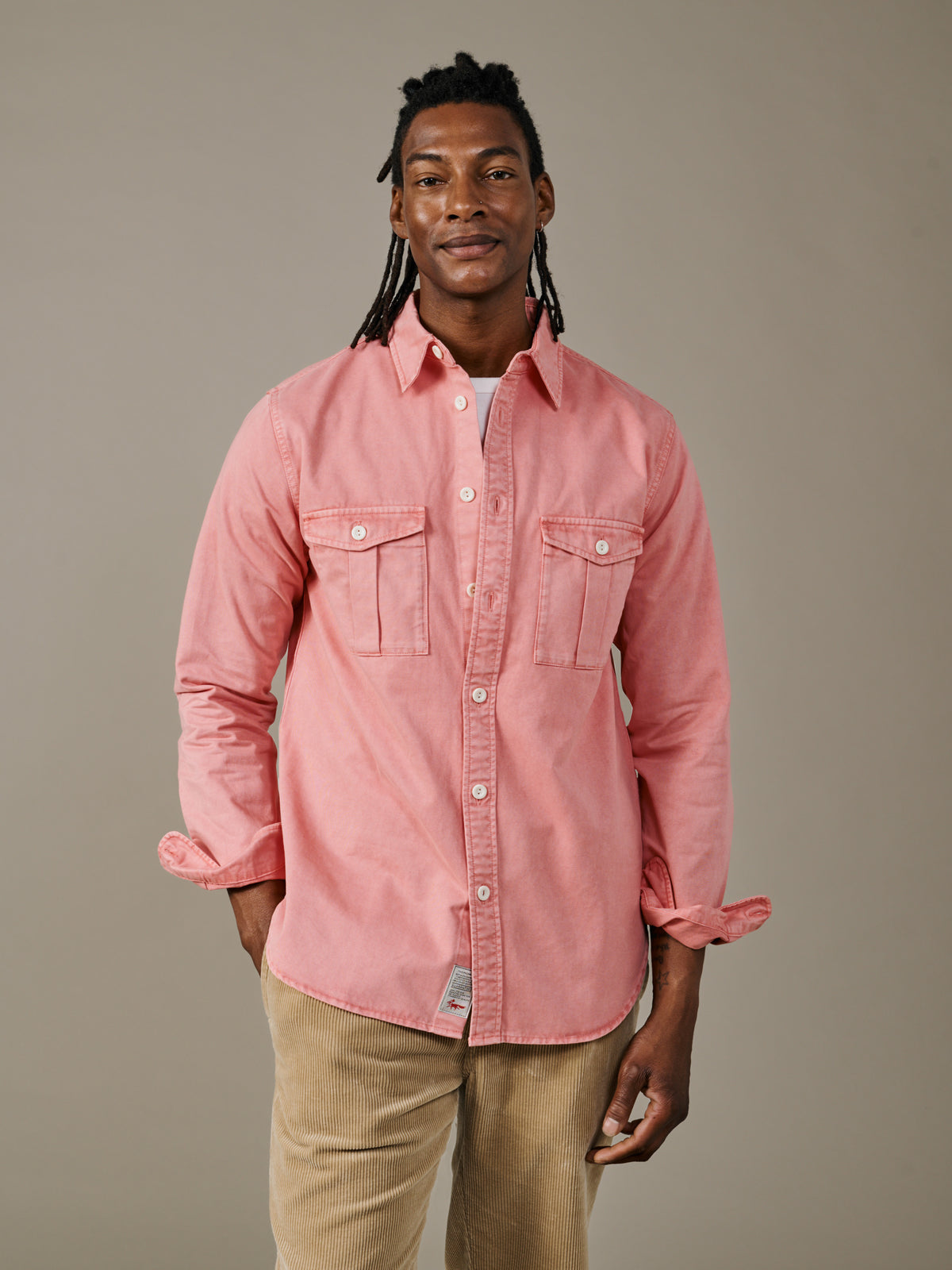Aubin Peony Pink Cole Twill Overshirt | Overshirt