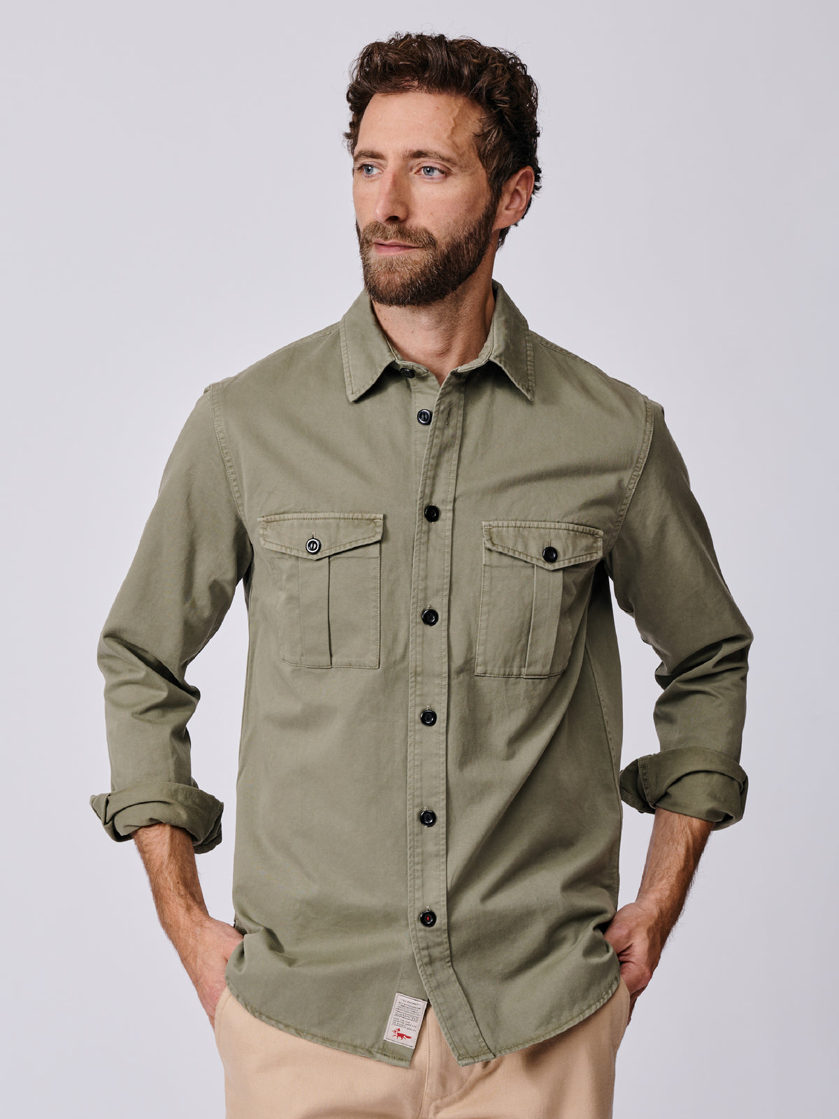 Aubin Pale Khaki Cole Twill Overshirt | Overshirt