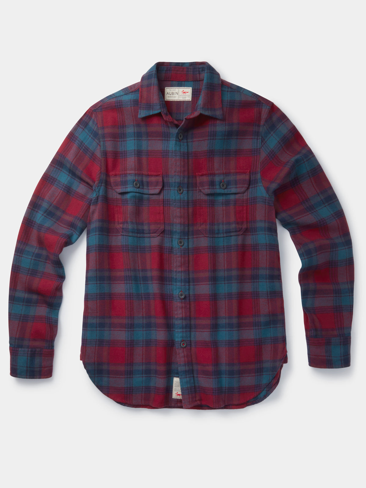 Aubin Claret Check Crowle Flannel Check Shirt | Checked Shirt