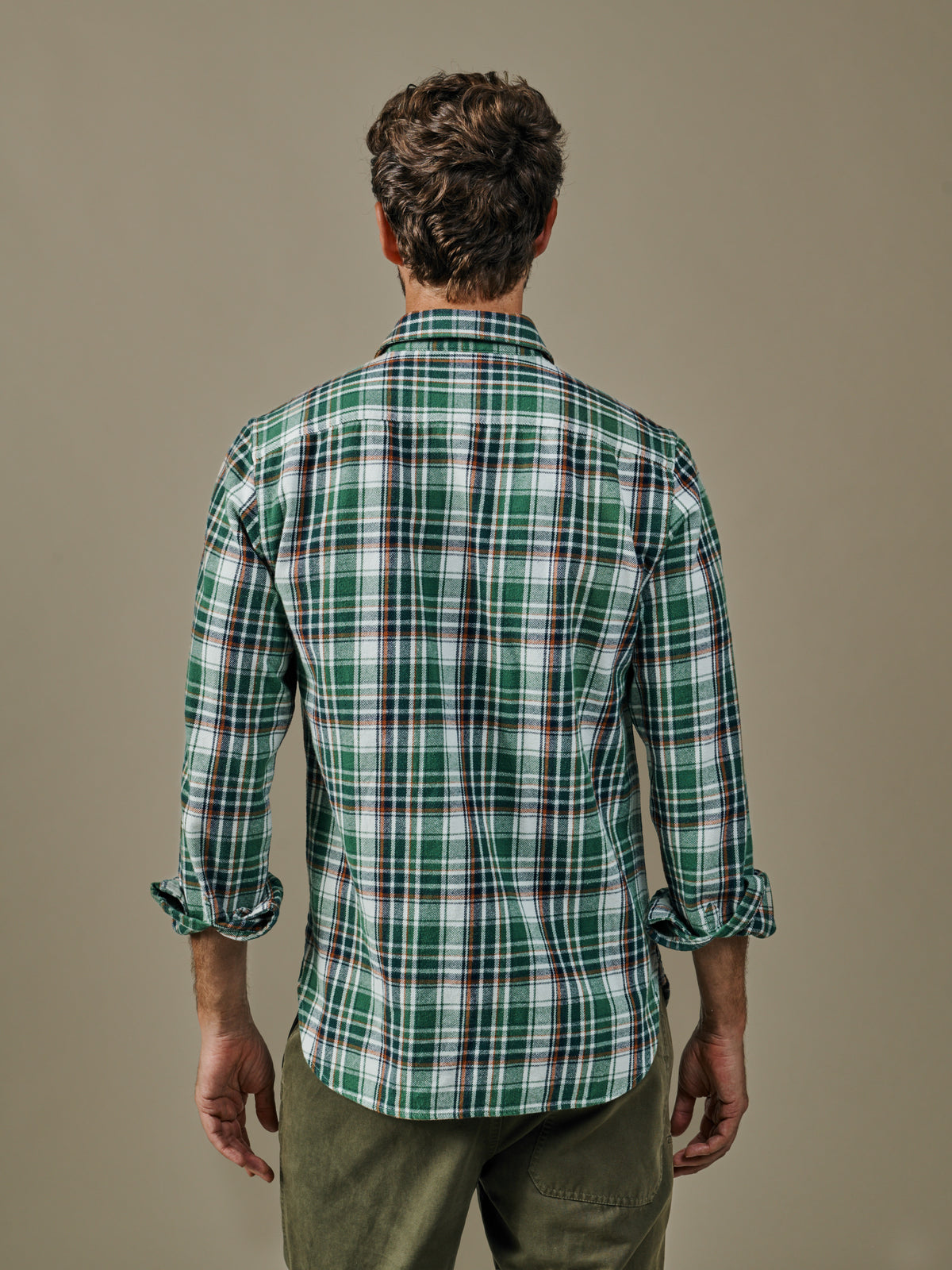 Aubin Green/Ecru Check Crowle Flannel Shirt | Checked Shirt