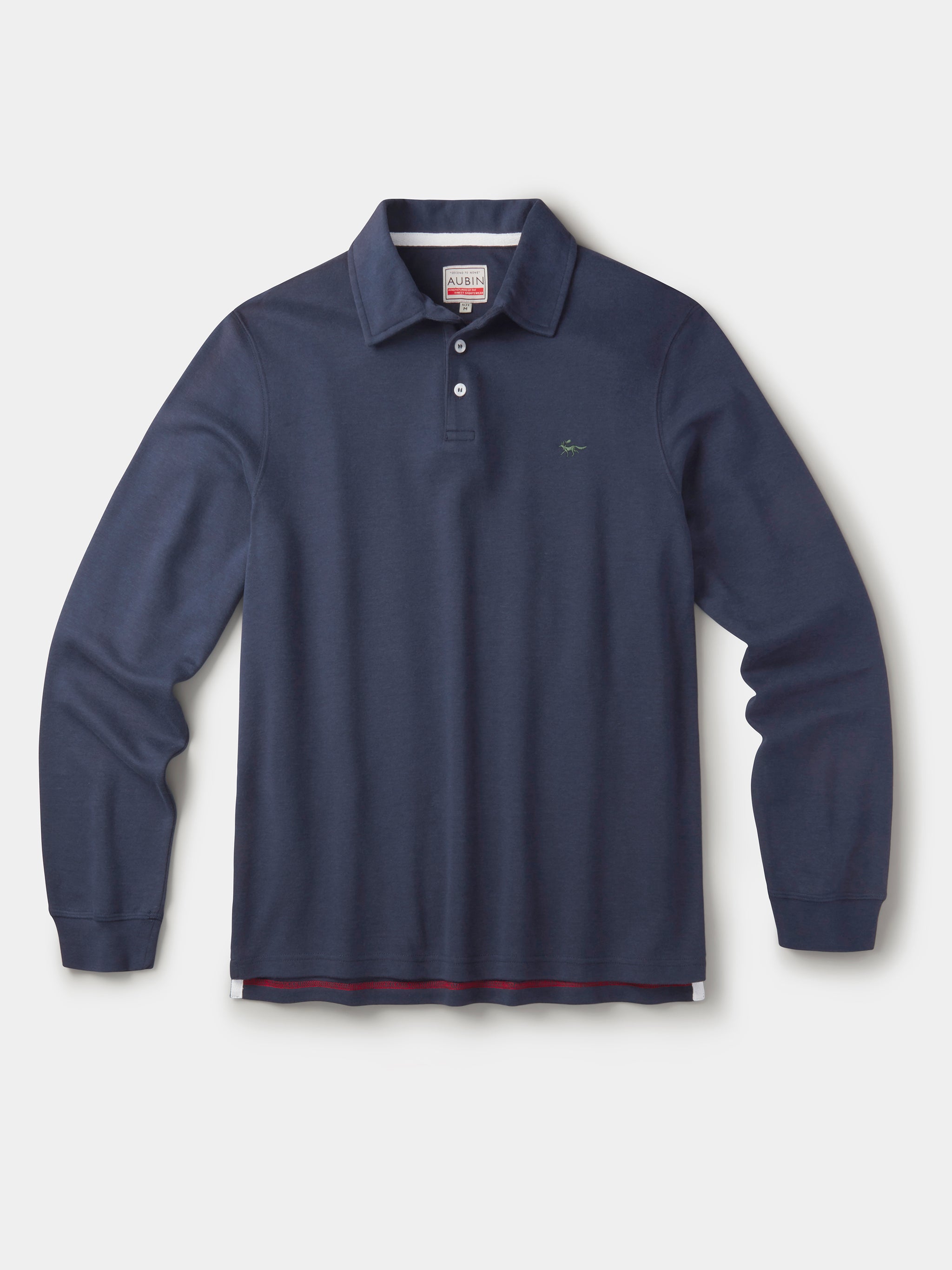 Navy Chelwood Interlock Long Sleeve Polo | Aubin