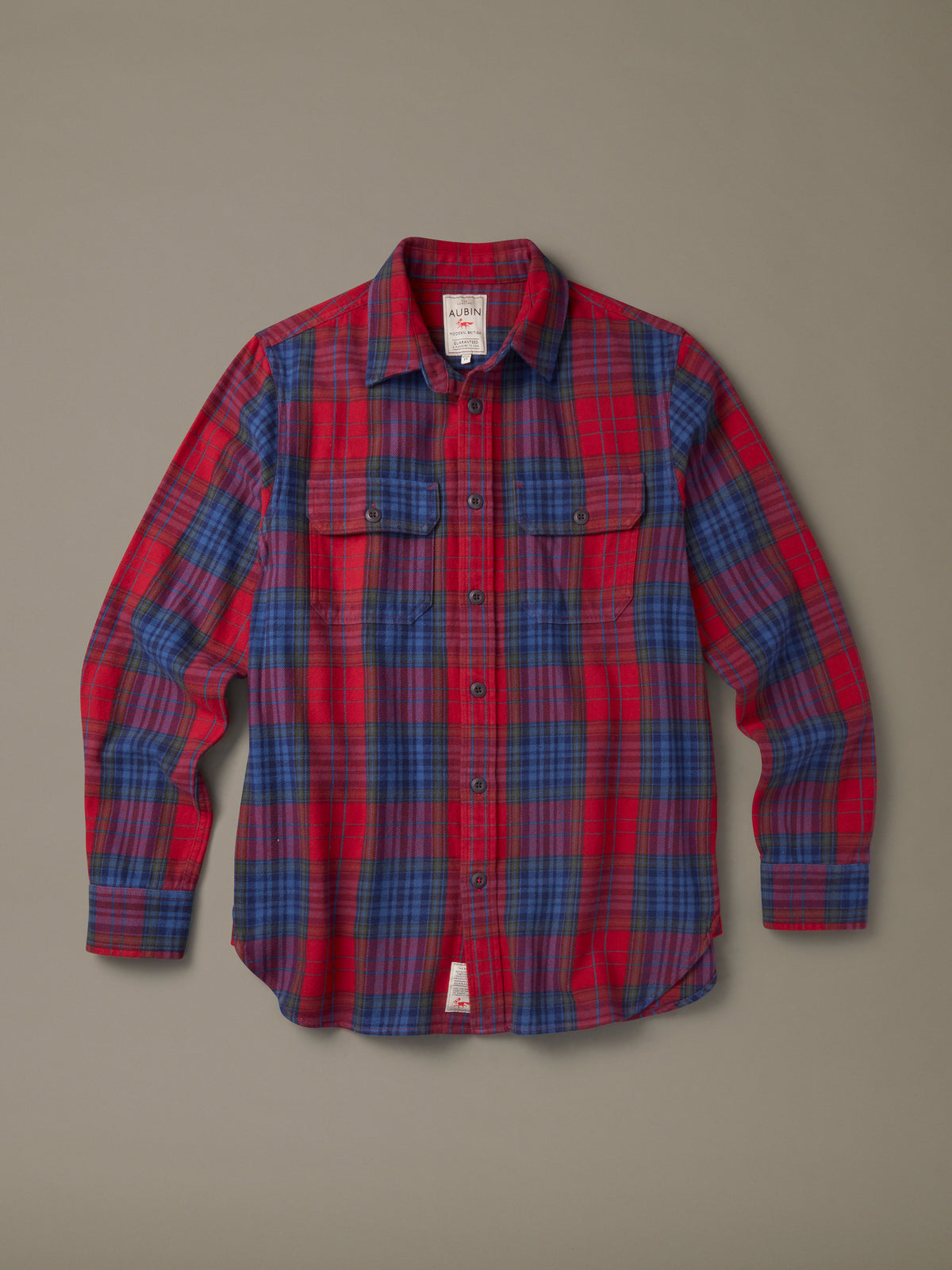 Aubin Dark Claret Check Crowle Flannel Shirt | Checked Shirt